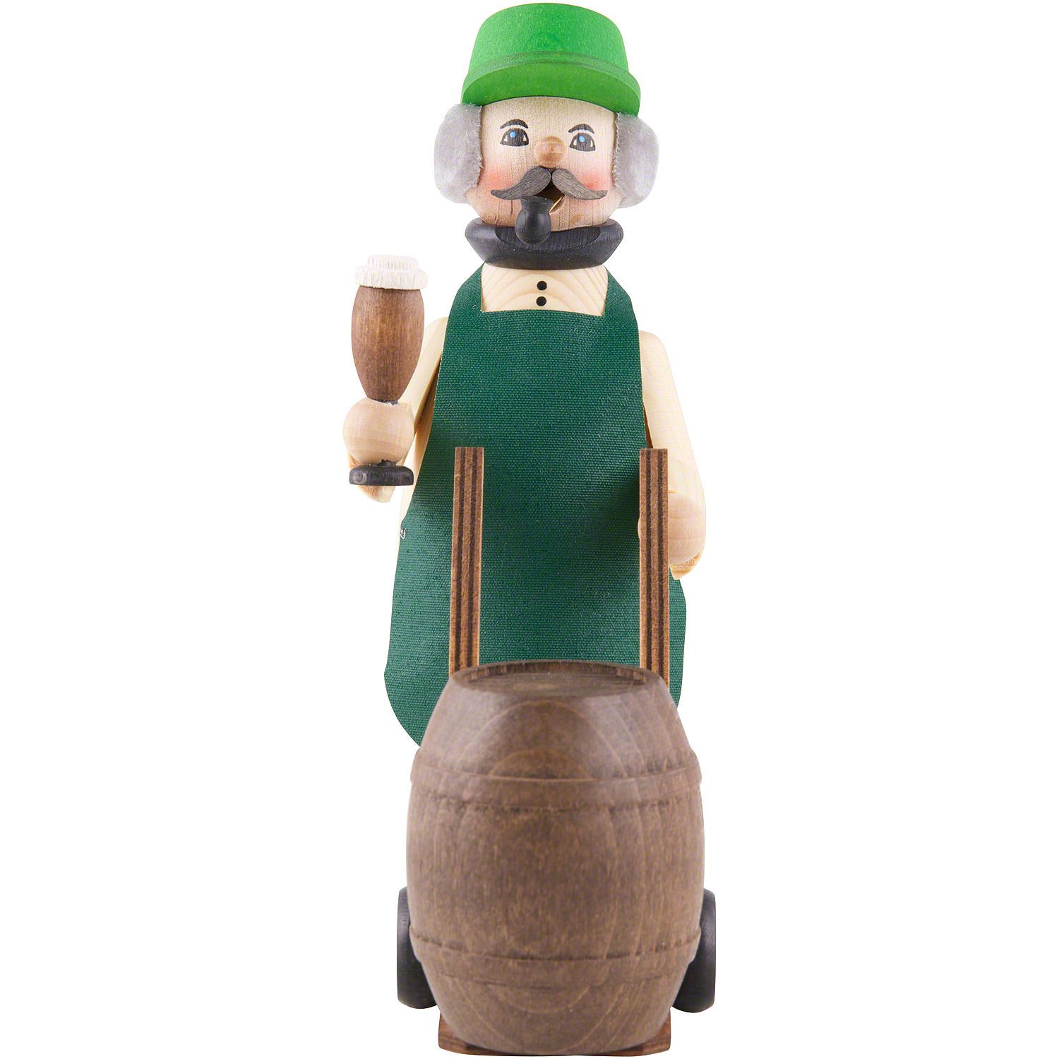 Figurine Fumoir Kuhnert - Hamster Coiffeur - Bois Des Monts Métallifères - 18 Cm - Art Populaire Allemand