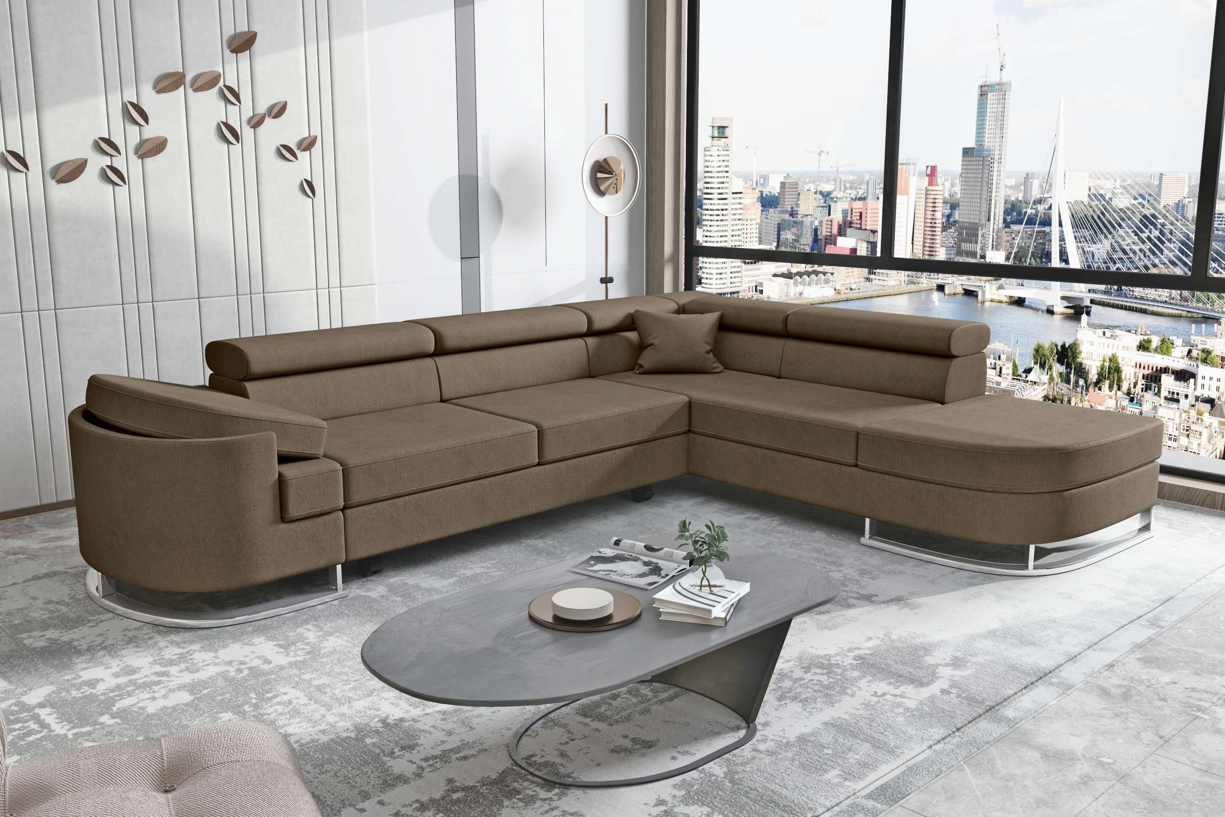 mit Eckcouch, mane Ice, oder Stylefy Schlafsofa, rechts Bettkasten bestellbar, Ecksofa links Bettfunktion,