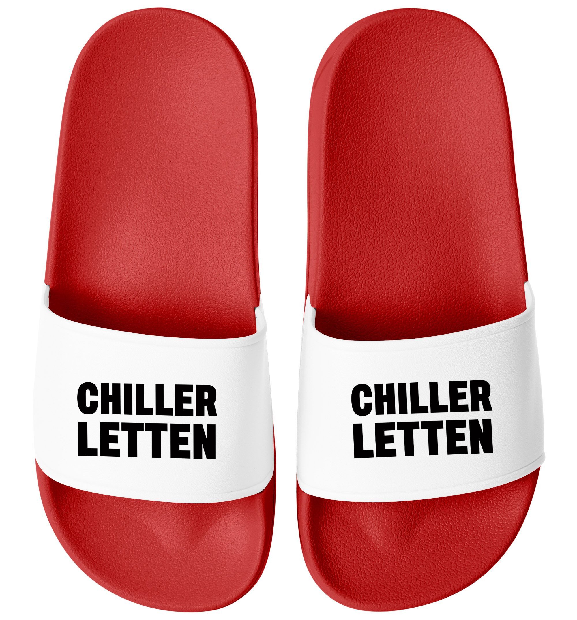 Badeschlappen Chiller-Lettem Badelatschen Unisex Spruch Lustig Relax Badesandale