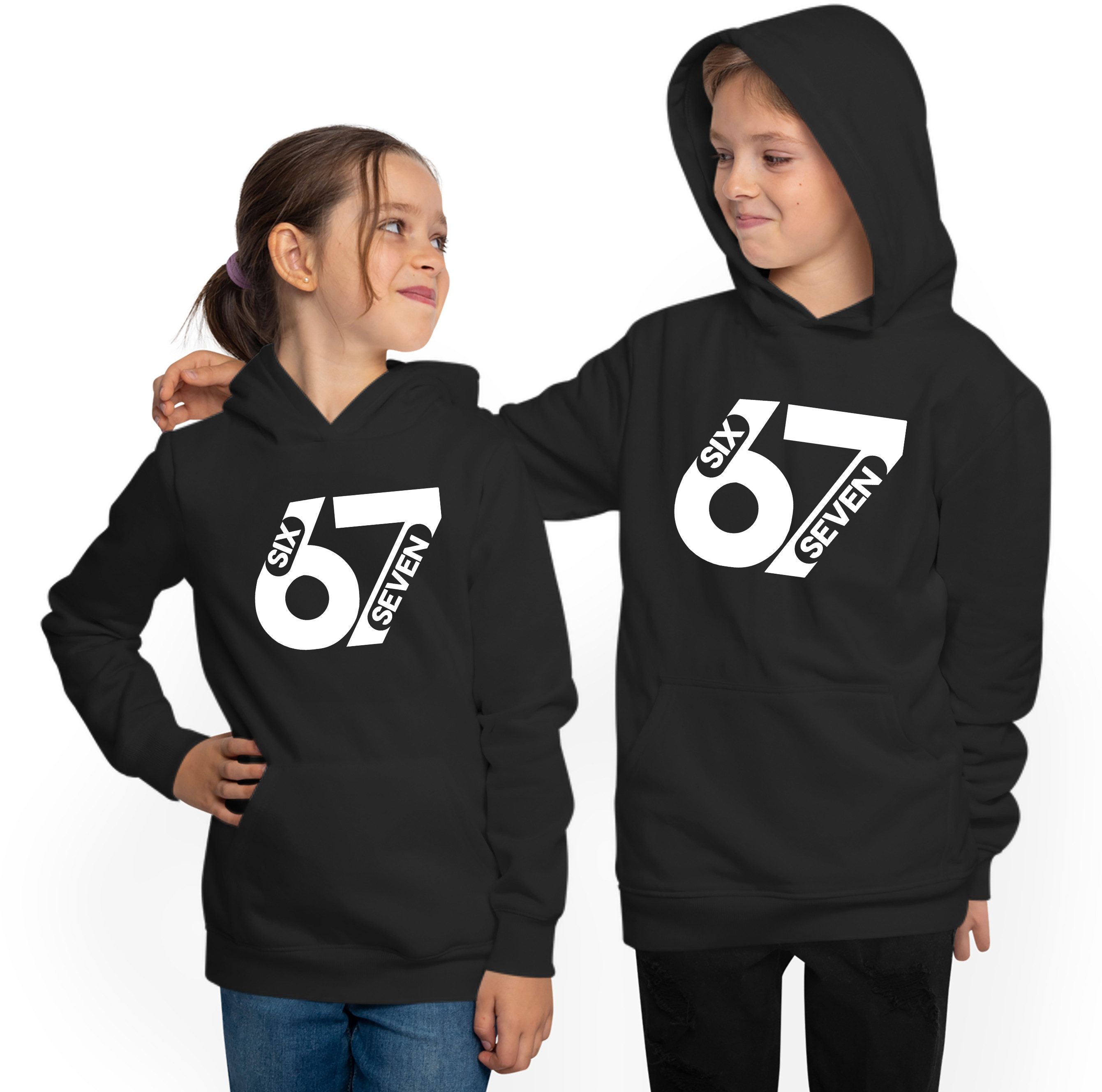 MyDesign24 Hoodie Kinder 67 Kapuzensweater Kapuzenpullover mit six seven Aufdruck i774