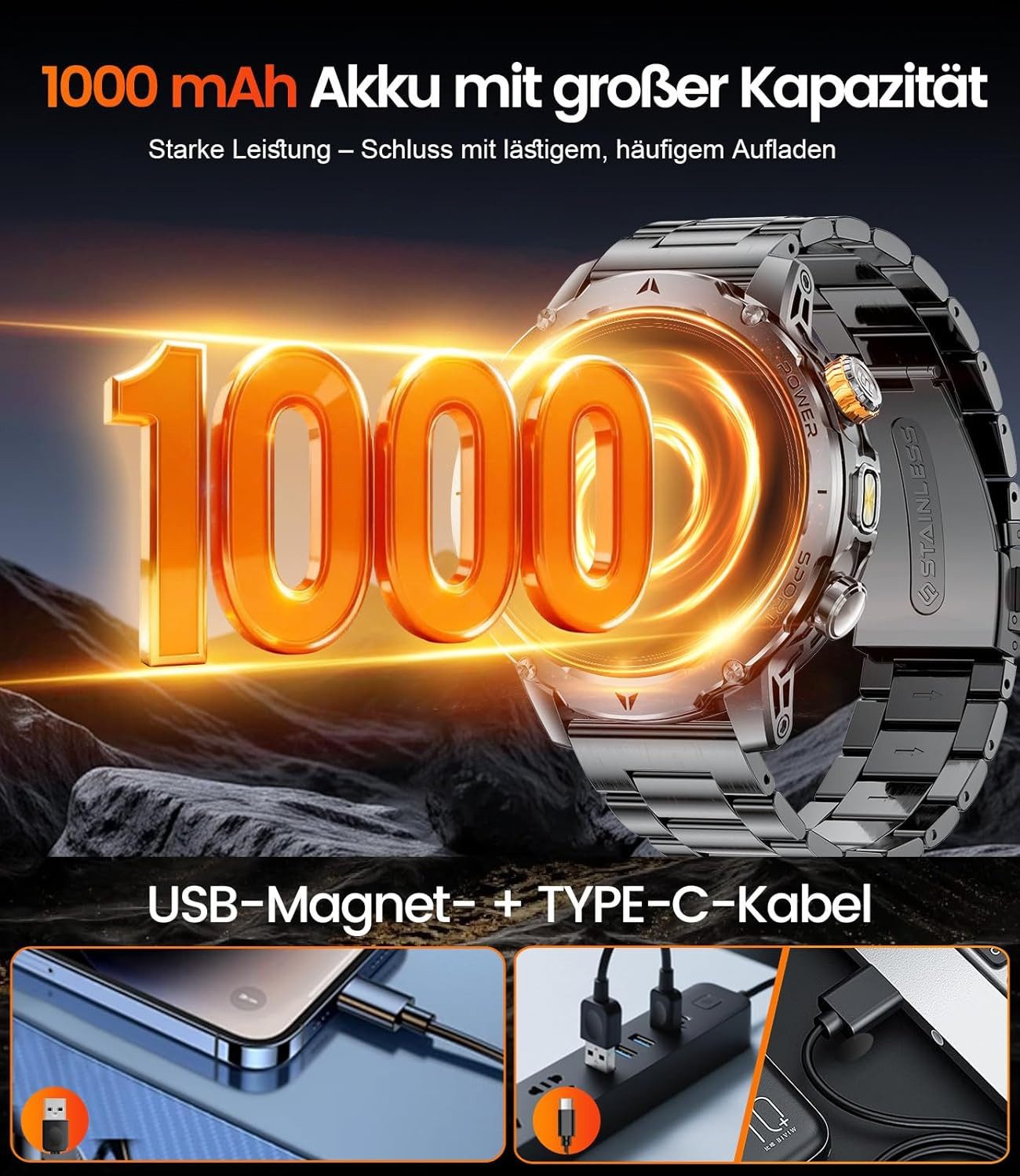 Lige Sportuhr T-Rex3 Pro Smartwatch Sport-Lauftracker Fitness Tracker, 500 anpassbare Zifferblätter, Handgelenk-Aktivierung
