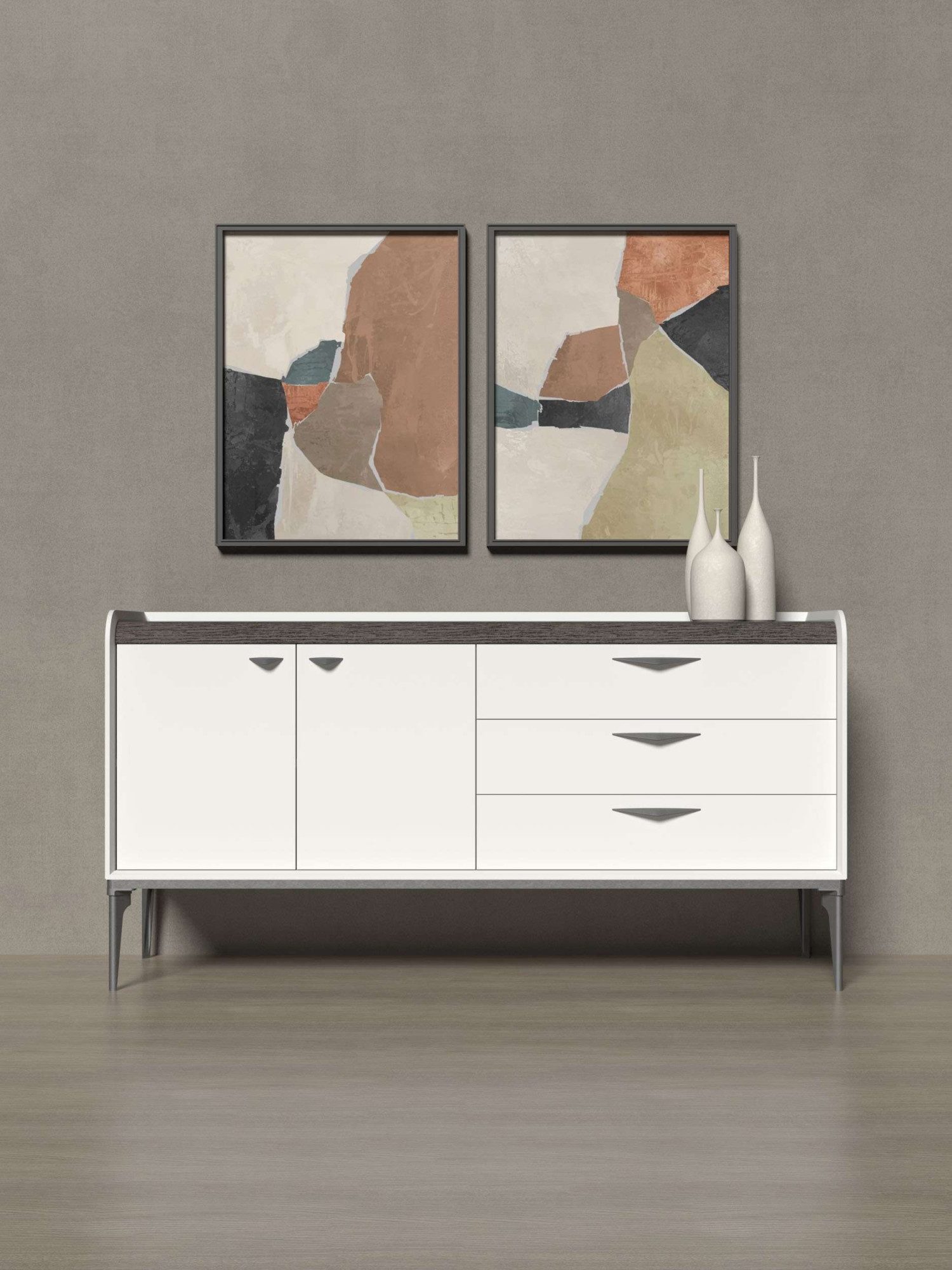 OTTO home Kommode Soffy Kombikommode, Sideboard, Schubladenkommode, UV lackiert, Soft Close Funktion, Metallgestell in Anthrazit Dekor