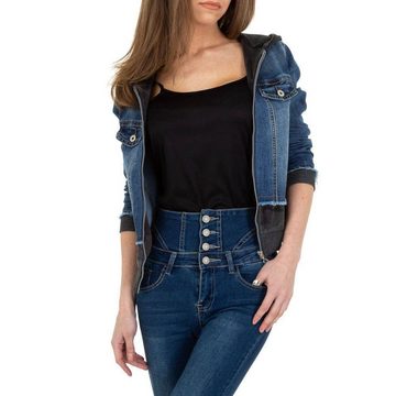 Ital-Design Businessshirt Damen Freizeit Kapuze Jeansjacke in Blau