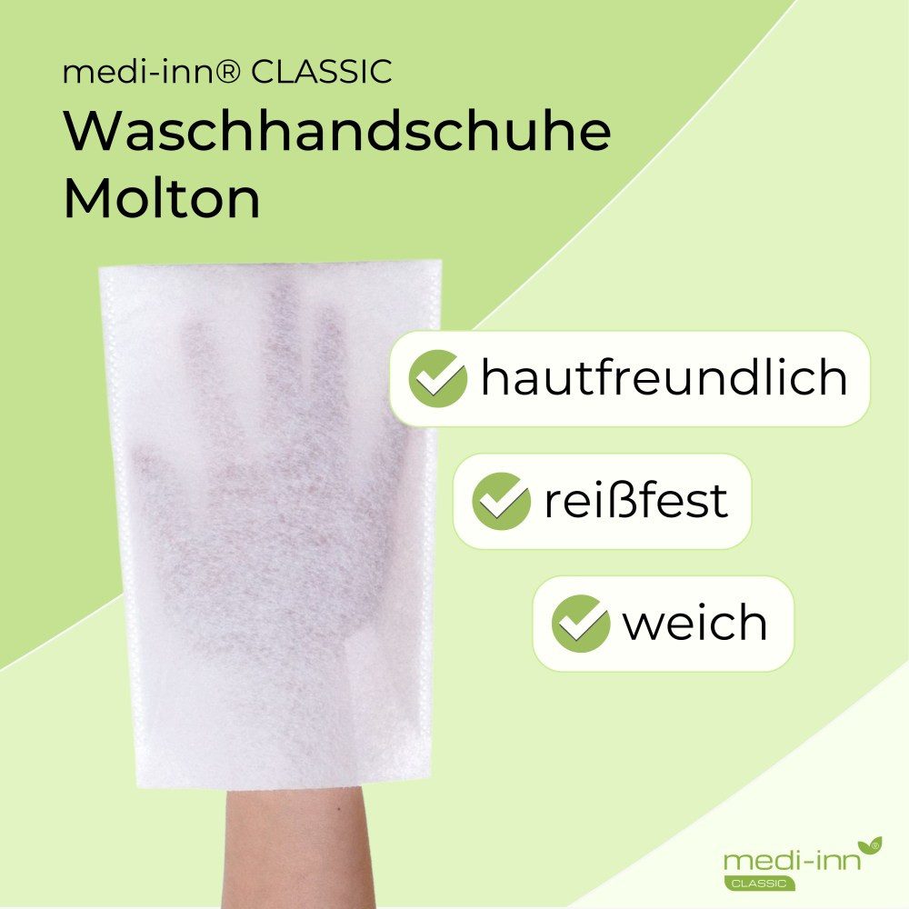 Medi-Inn Einmal-Waschhandschuh Molton, 22 x 15 cm, 50er Pack, 75 g/m², weiß (50-St. 1 x 50 Stück)