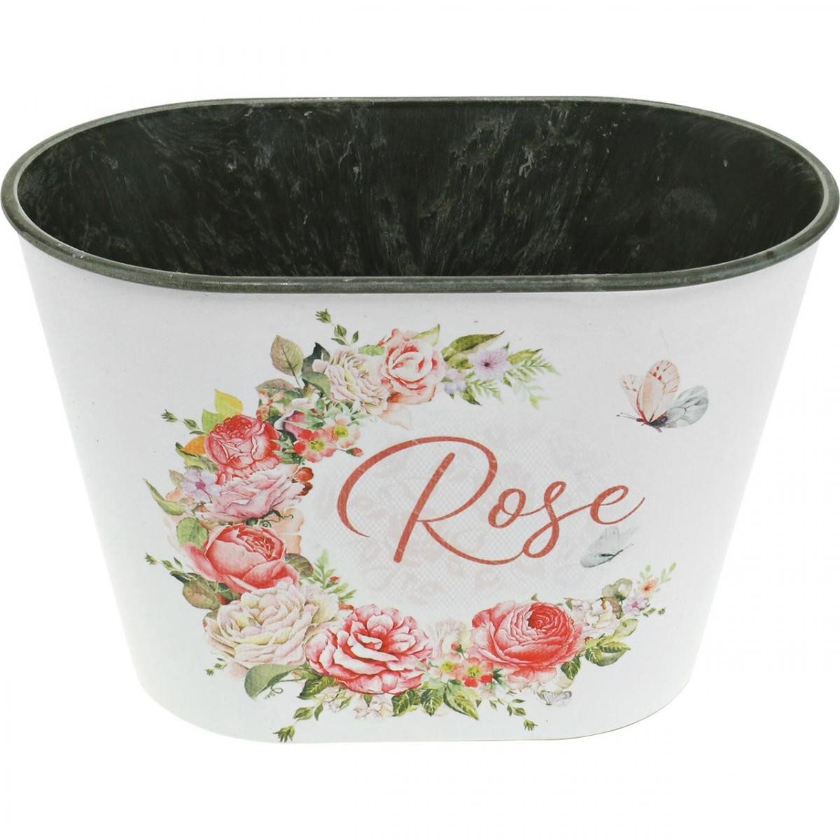 Florists Products Blumentopf Dekoratives Pflanzgefäß mit Rosendekor für Blumen und kreative