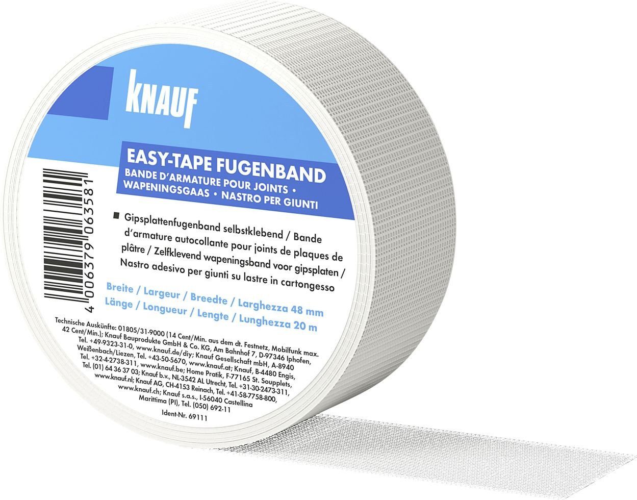KNAUF Glasfasergewebe Knauf Gipsfaser-Fugenband easy-tape 20 m x 48 mm