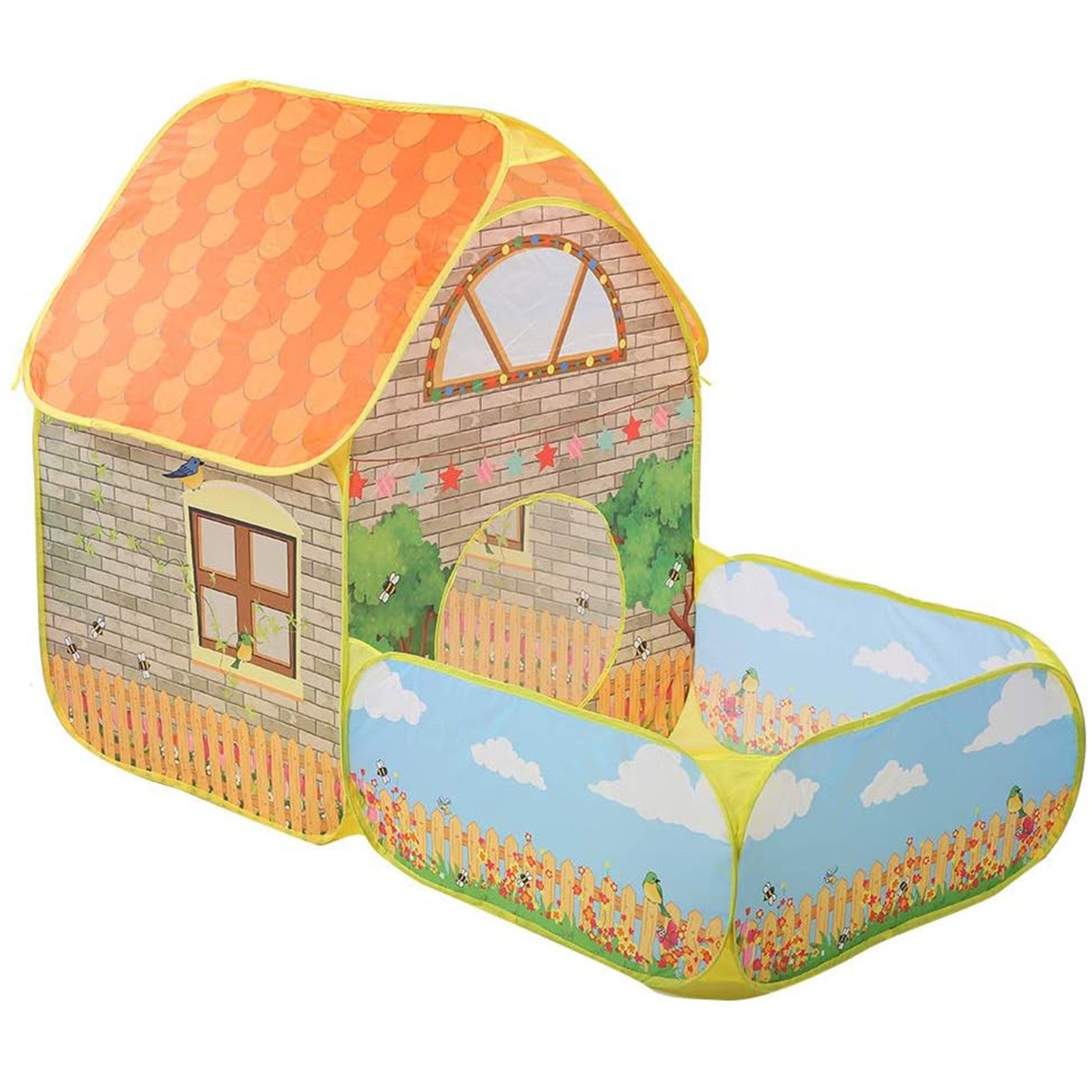 Spielzelt Kinder Spielzelt zweiteiliges Patchwork Gärten mit Lichterkette