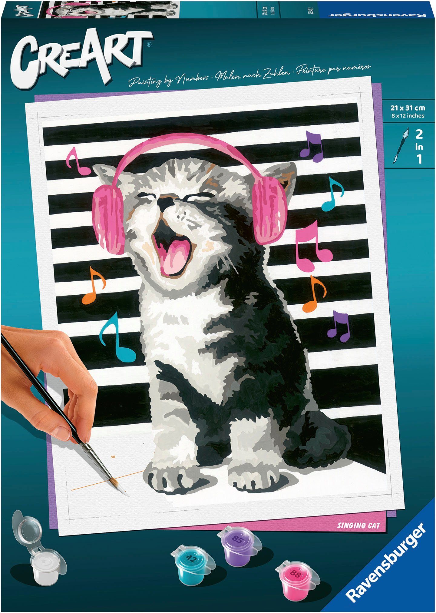 Ravensburger Malen nach Zahlen CreArt, Singing Cat, Made in Europe