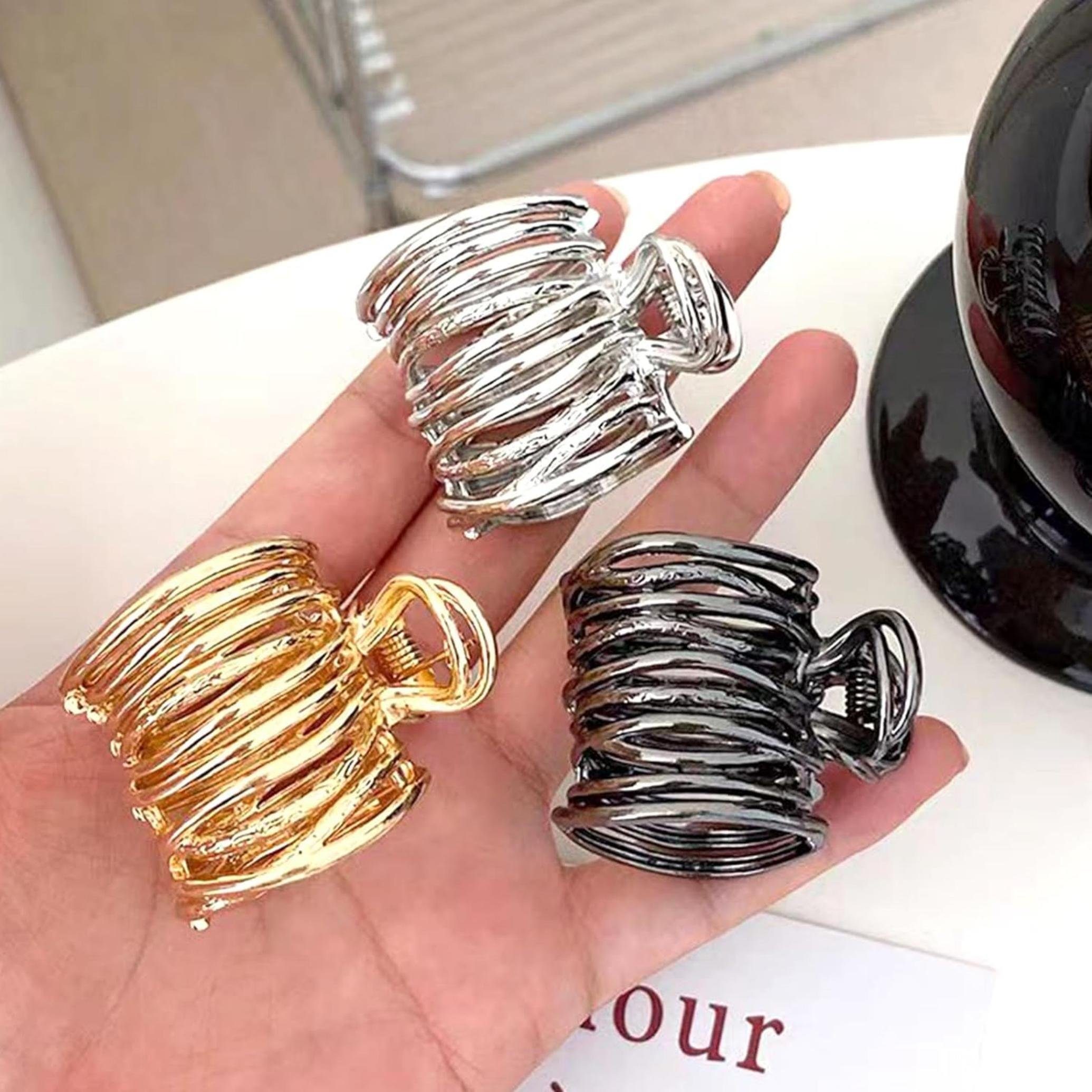 Goldene Knochen-Haarspangen – Metall-Haarklammer Mit Perlen-Dekor, Für Lockiges & Glattes Haar