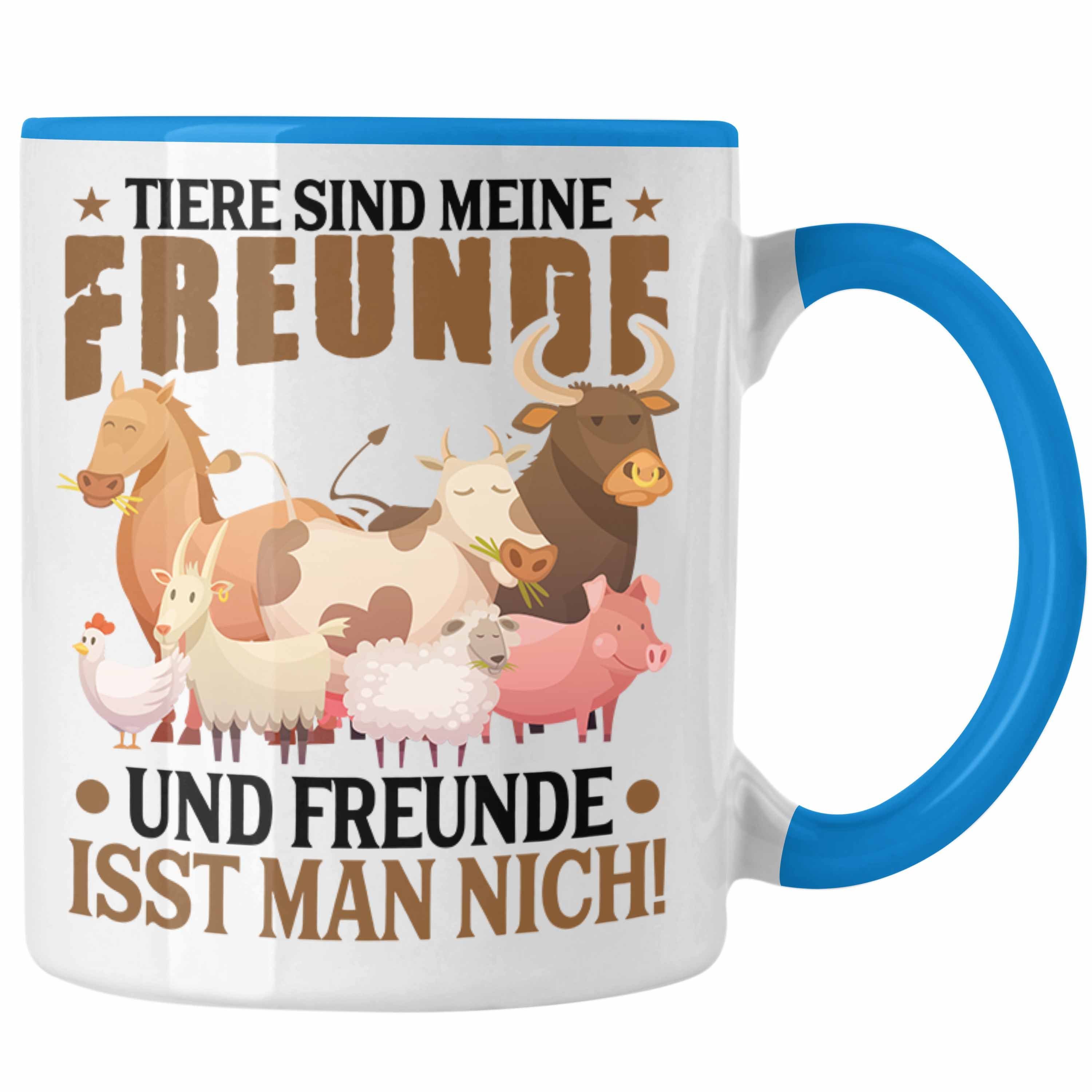 Trendation Tasse Trendation - Veganer Tasse Geschenk Spruch Vegan Geschenkidee Lustiger Spruch Vegane Lebensweise Veganerin Blau