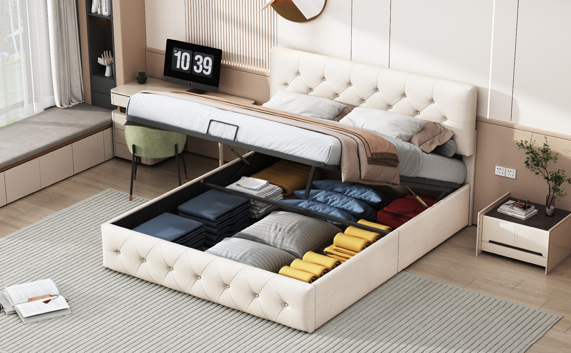FUROKOY Polsterbett Boxspringbett Hydraulisches Doppelbett, 140x200 günstig online kaufen
