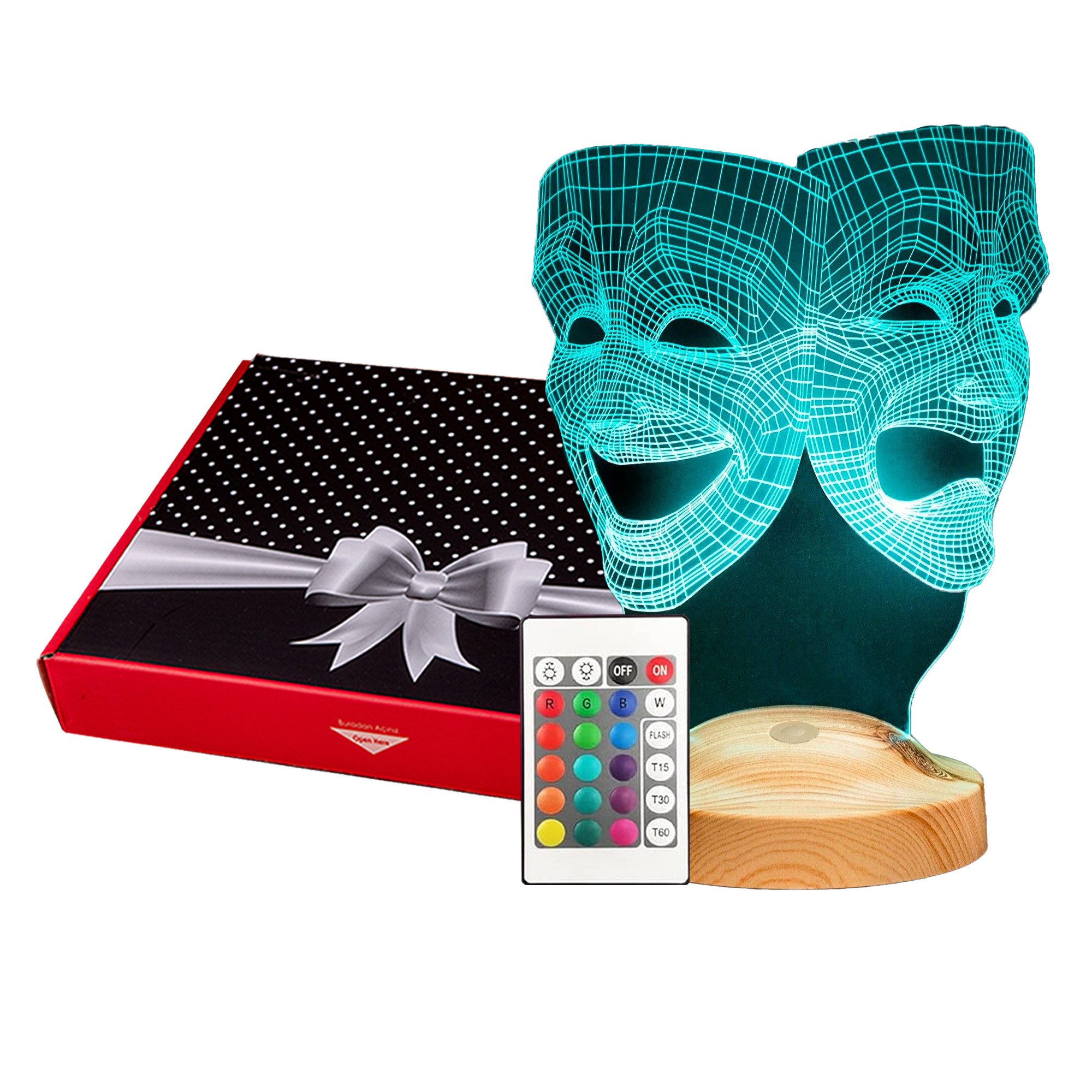 Geschenkelampe LED Nachttischlampe Die Socke und der Buskin 3D mehrfarbige Nachtlicht Schauspieler, Leuchte 7 Farben fest integriert, Geschenk für Berufseinstieg, Freunde