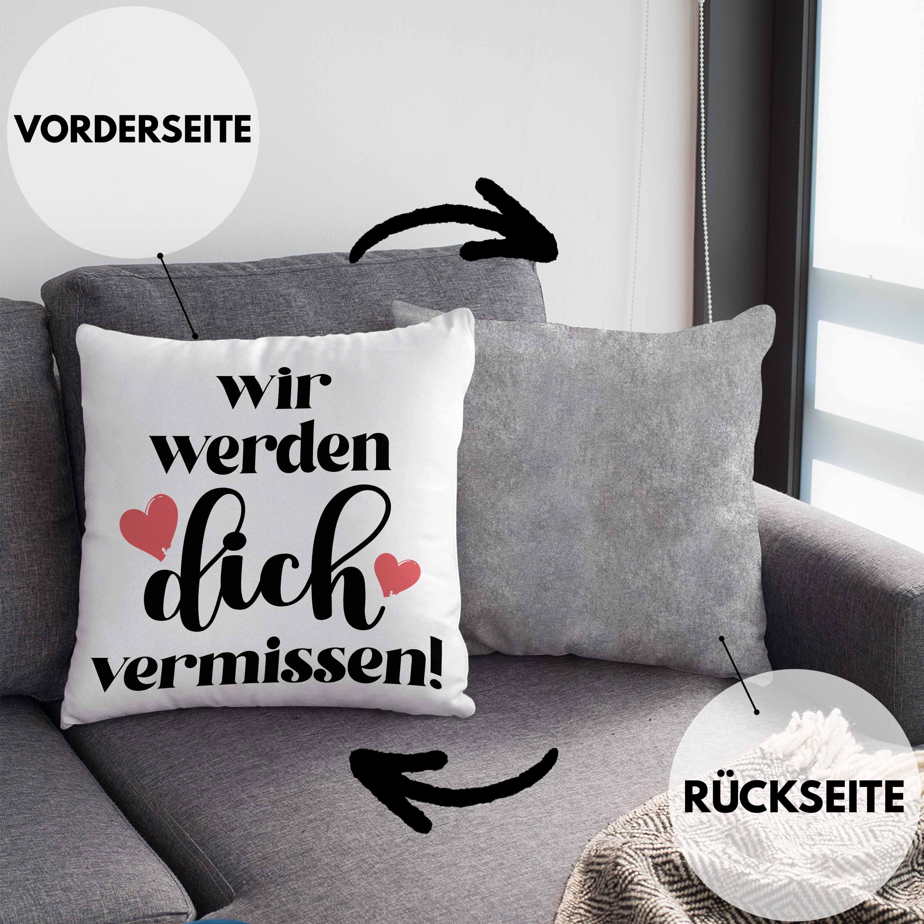 Vermissen Spruch Dekokissen - 40x40 Dich Kollegin Grau Neuer Kissen Trendation Abschiedsgeschenk Geschenk Jobwechsel mit Werden Füllung Wir Dekokissen Trendation Job