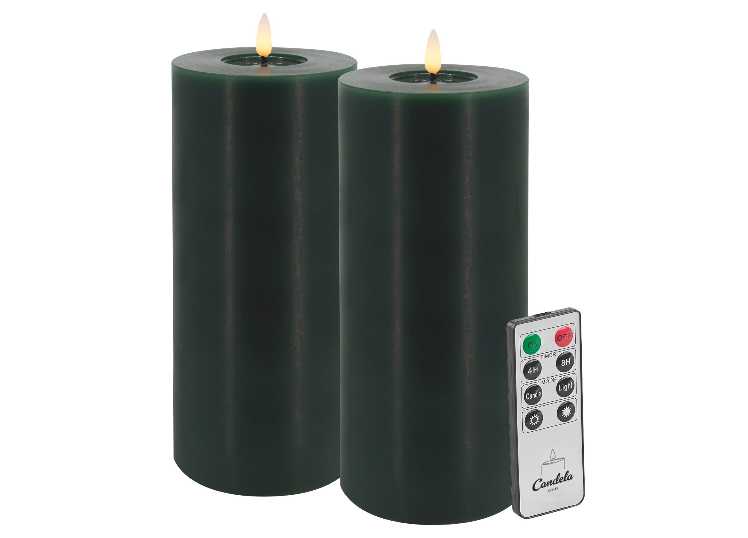 LC Home LED-Kerze LED Kerzen Set Winter Echtwachs Timerfunktion Fernbedienung dimmbar (Set, 2-tlg., LED Kerzen Winter, Teelicht und Stumpenkerze mit Reflexionsspiegel), LED Kerzen mit Timerfunktion Fernbedienung Dimmbar