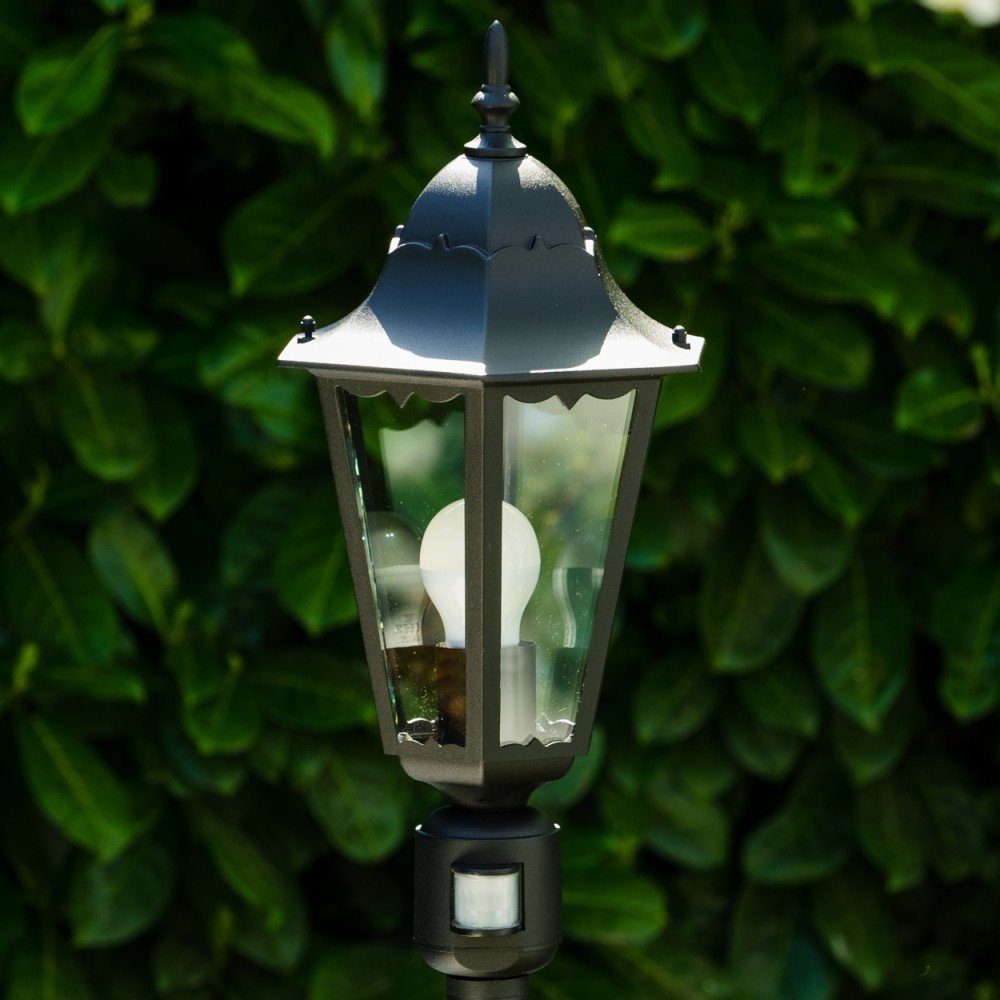 Look, Außen-Stehlampe Bewegungsmelder, 122cm, mit Wegeleuchte Leuchtmittel, matt, Gartenlampe, Retro/Vintage schwarz Außenstehleuchte ohne hofstein antikem IP44 E27, in »Riano« Aluguss,