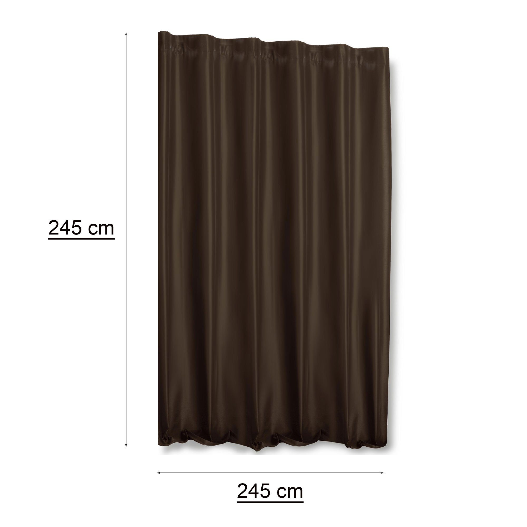 St), Türvorhang Polyester blickdicht, Kräuselband (1 245x245 und Braun Haus Fleece, Deko, Kräuselband Thermovorhang Polar cm blickdicht breit