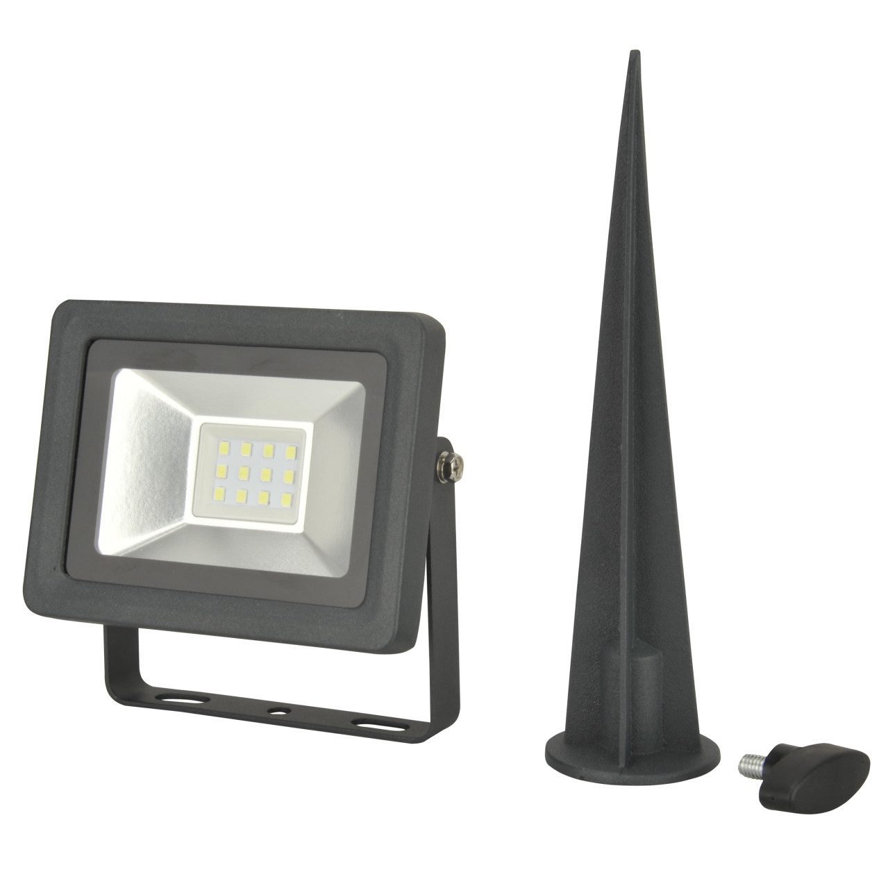 UNITEC LED Wandstrahler UniTec LED Wand-Strahler mit Erdspieß anthrazit 7, Inkl. Leuchtmittel, Nicht dimmbar ohne Bewegungsmelder