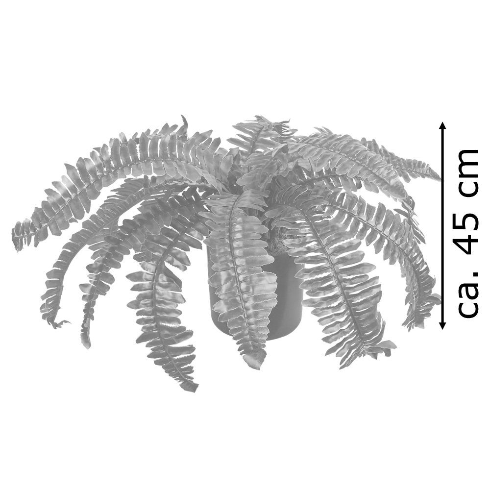 Kunstpflanze Künstlicher Farn Künstliche Decovego, Pflanze 45cm, mit Kunstpflanze 45 Topf cm Höhe