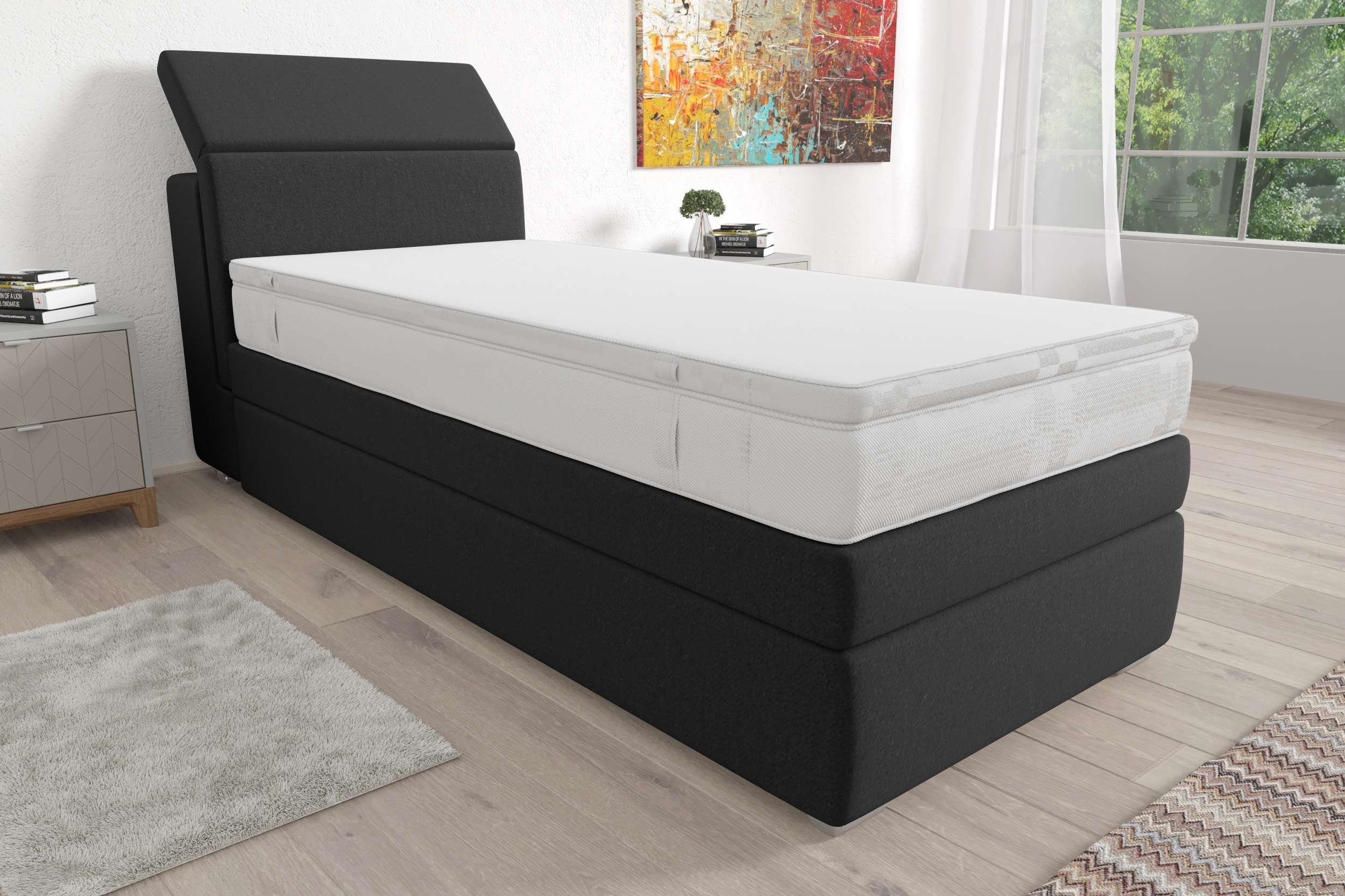 99rooms Boxspringbett Mentor (Schlafzimmerbett, Bett), 90/100/120 x 200 cm, mit Bonellfederkern, mit Topper