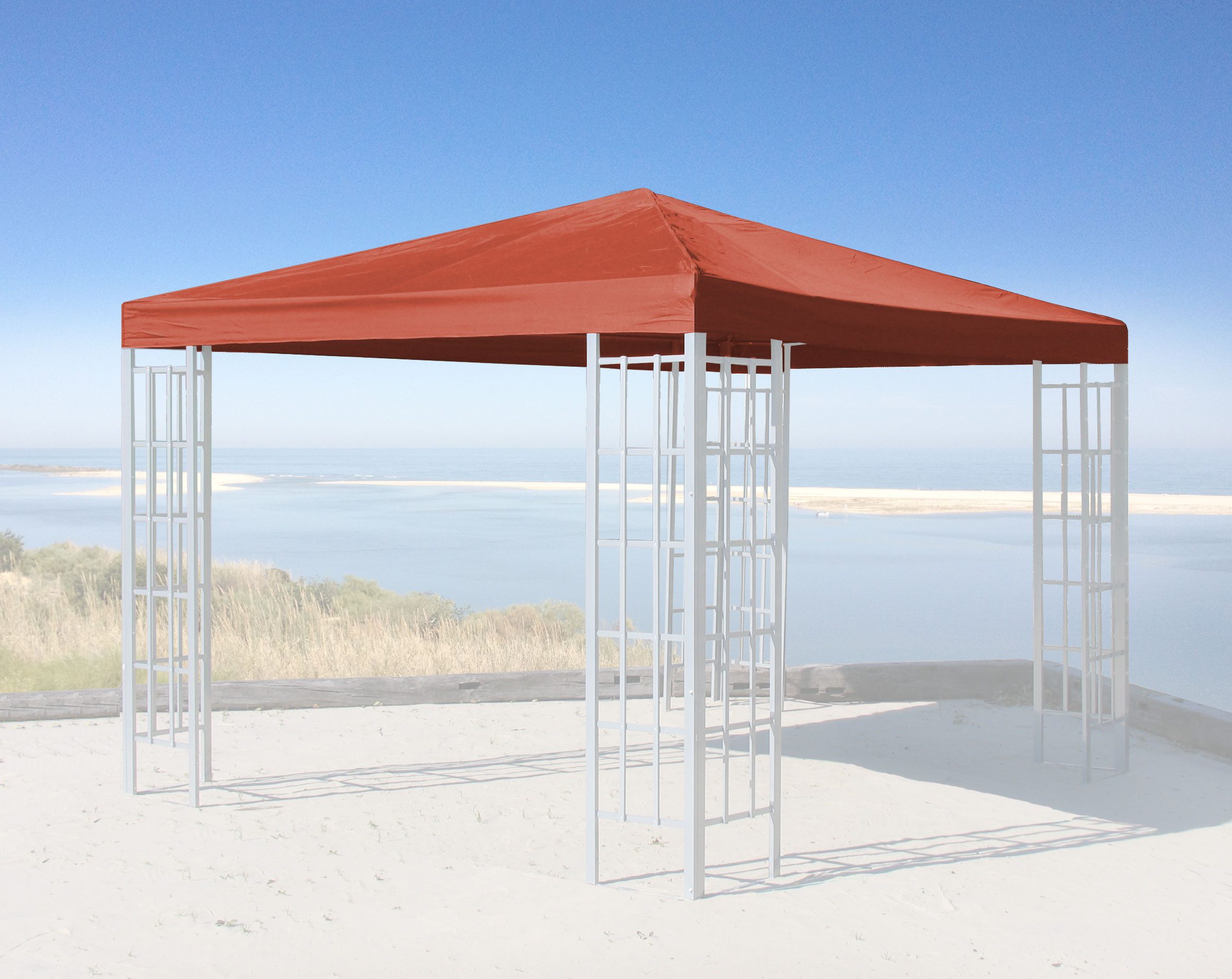 Quick Star Pavillon-Ersatzdach Rank, 260 g/m², 300 x 300 cm (Rotorange, 3 x 3 m), Dach mit Entlüftung