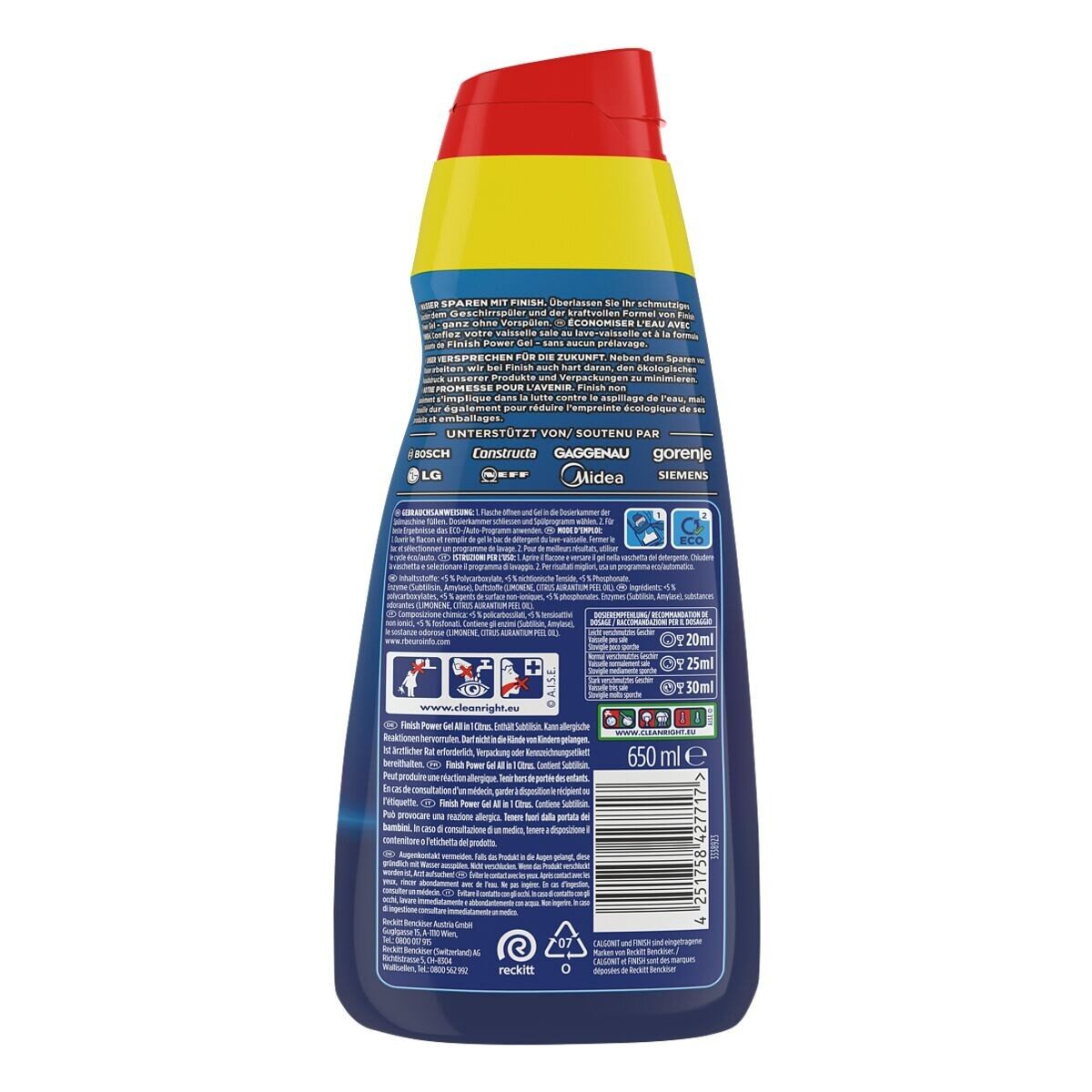 FINISH Power Gel All in 1 - Citrus Spülmaschinenreiniger (650 ml)