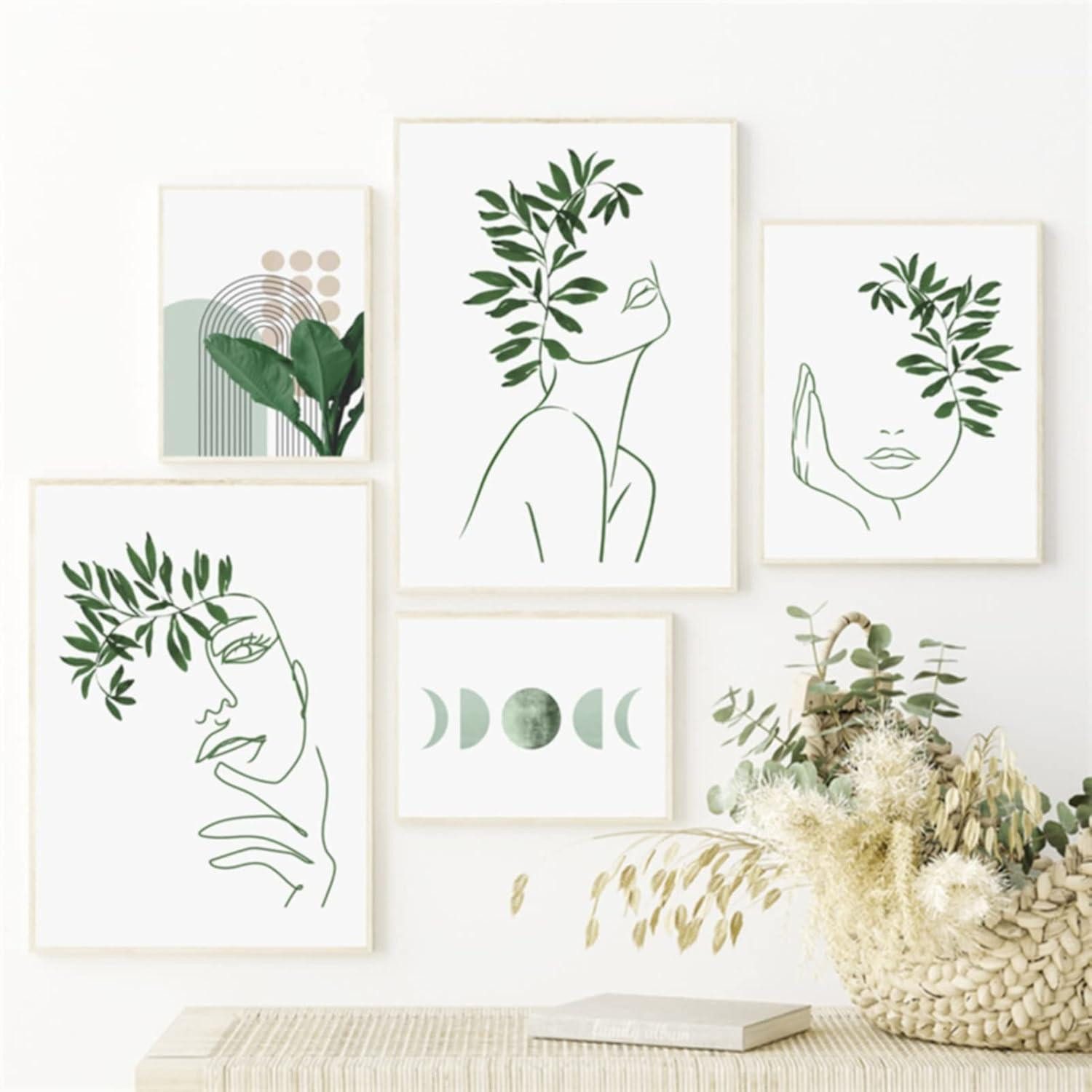 Martin Kench Poster 3er-Set Bohemian Poster Grüne Pflanze Moderne Wandbilder 40x50cm