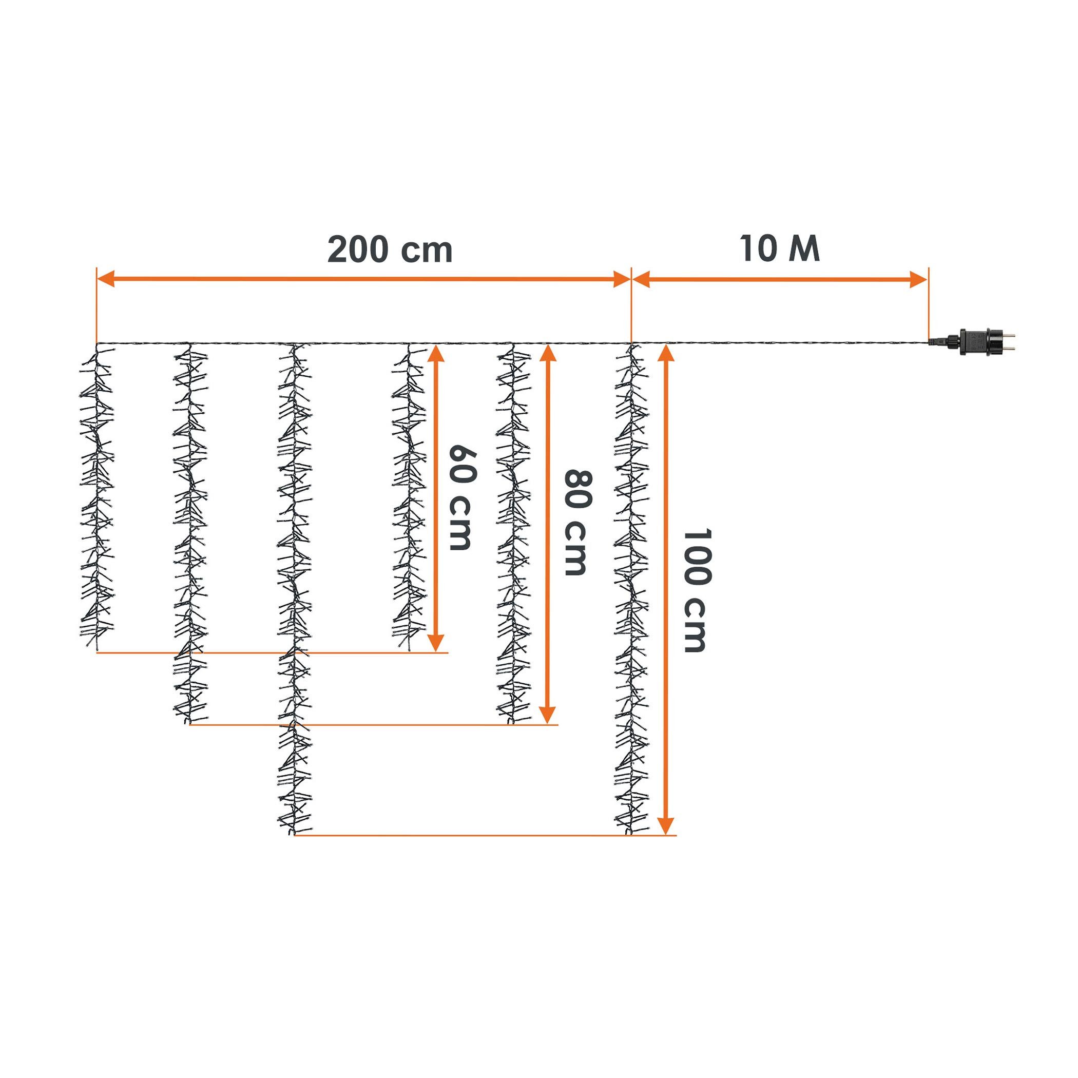 Spetebo Lichterkette Kaskaden Büschel Lichterkette warm weiß mit 6 Strängen - 480 LED, Lichtervorhang mit 8 Leuchtmodi für Außen mit Timer – Bild 4 von 5