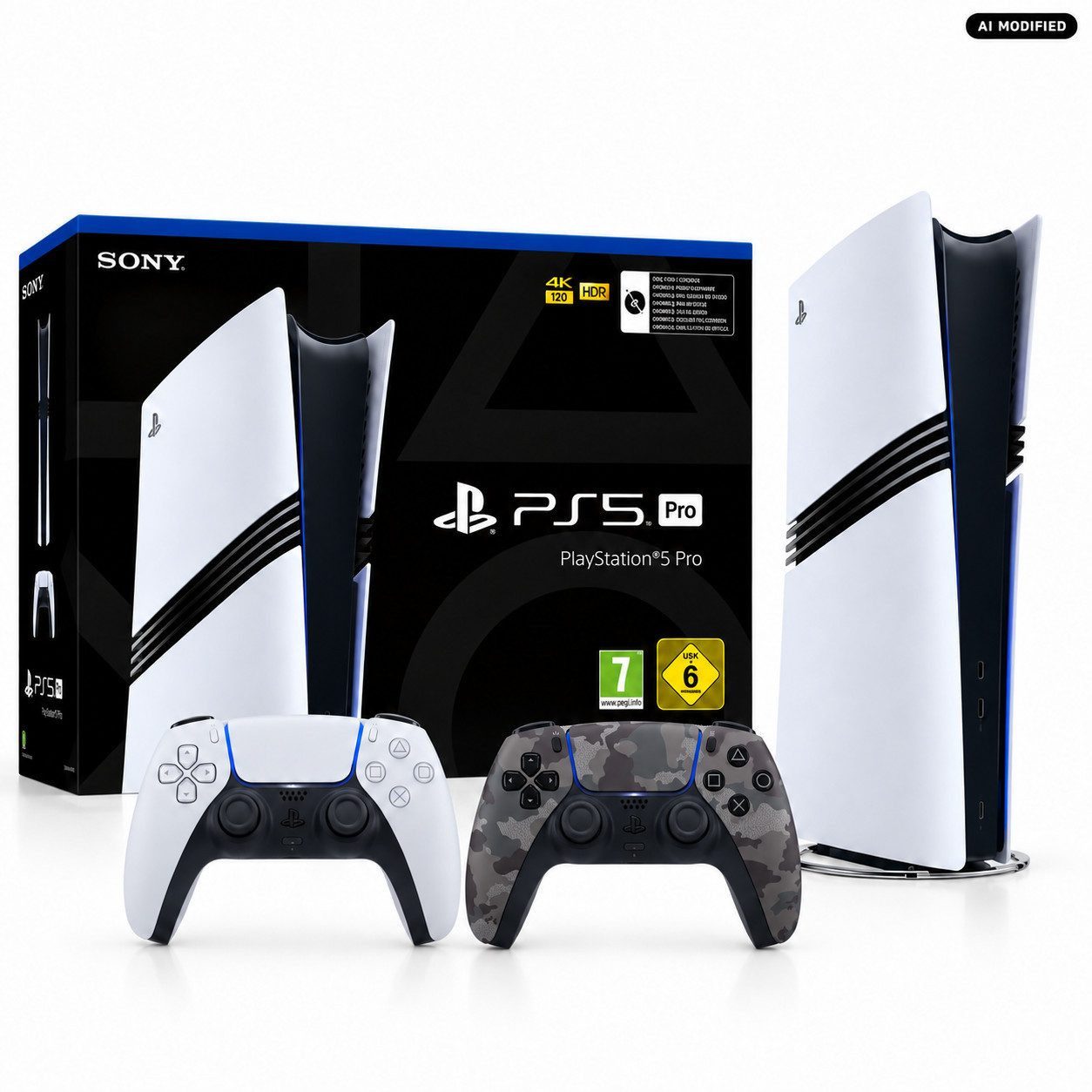 Sony Professional Sony PlayStation 5 Pro 2 TB mit DualSense Grey Camo Duo Bundle 2TB (Duo Bundle, PS5 Pro Konsole mit 2 DualSense Wireless-Controllern), PS5 Pro 2 TB mit zwei DualSense Controllern inklusive Grey Camo