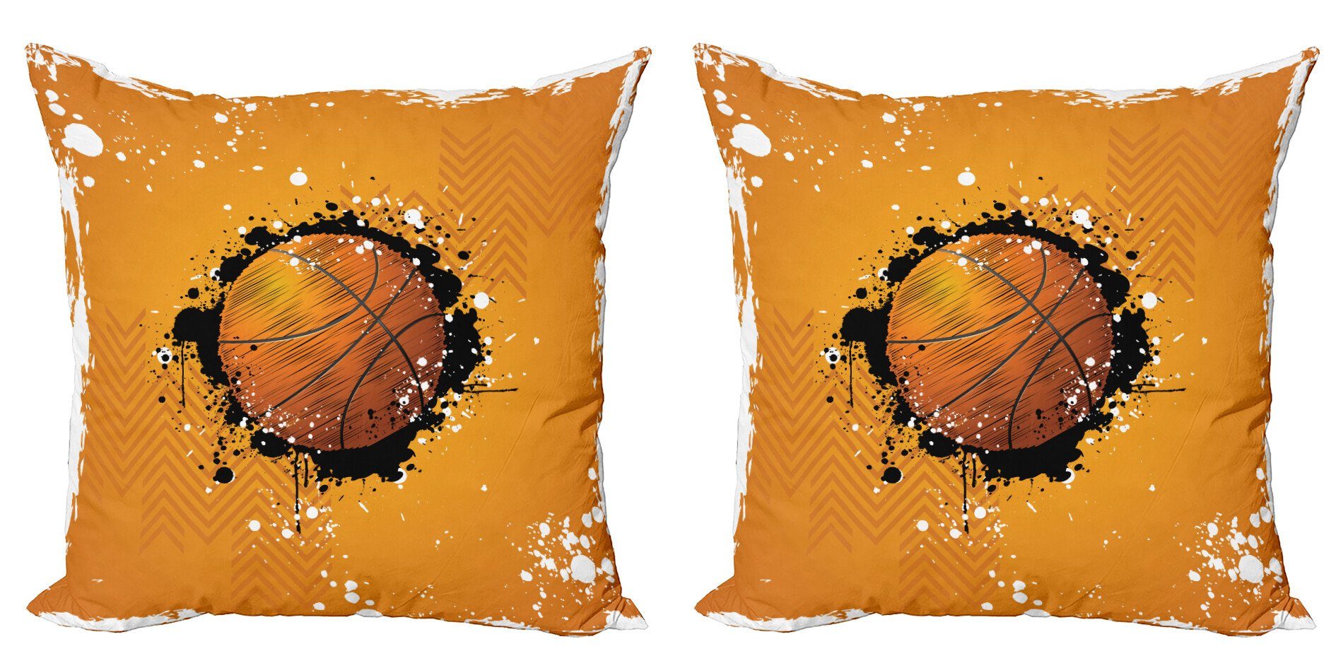 Splash Modern Accent Kissenbezüge Doppelseitiger Digitaldruck, Stil Basketball (2 Stück), Abakuhaus Orange