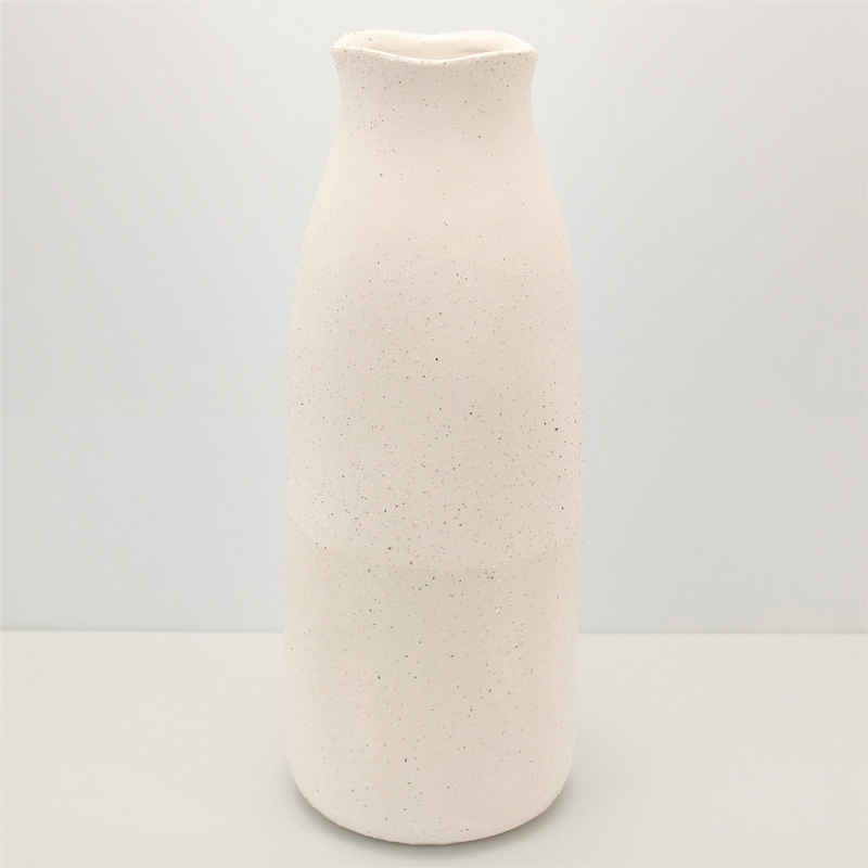 Online-Fuchs Bodenvase für langstielige Blumen in Weiß, Creme (40 cm groß), Dekovase mit einer groben Sandstruktur