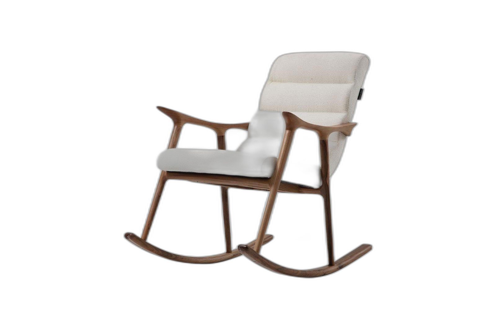Xlmoebel Schaukelstuhl Wippstuhl aus Holz mit Textilbezug in Braun und Beige (1 St), Hergestellt in Europa