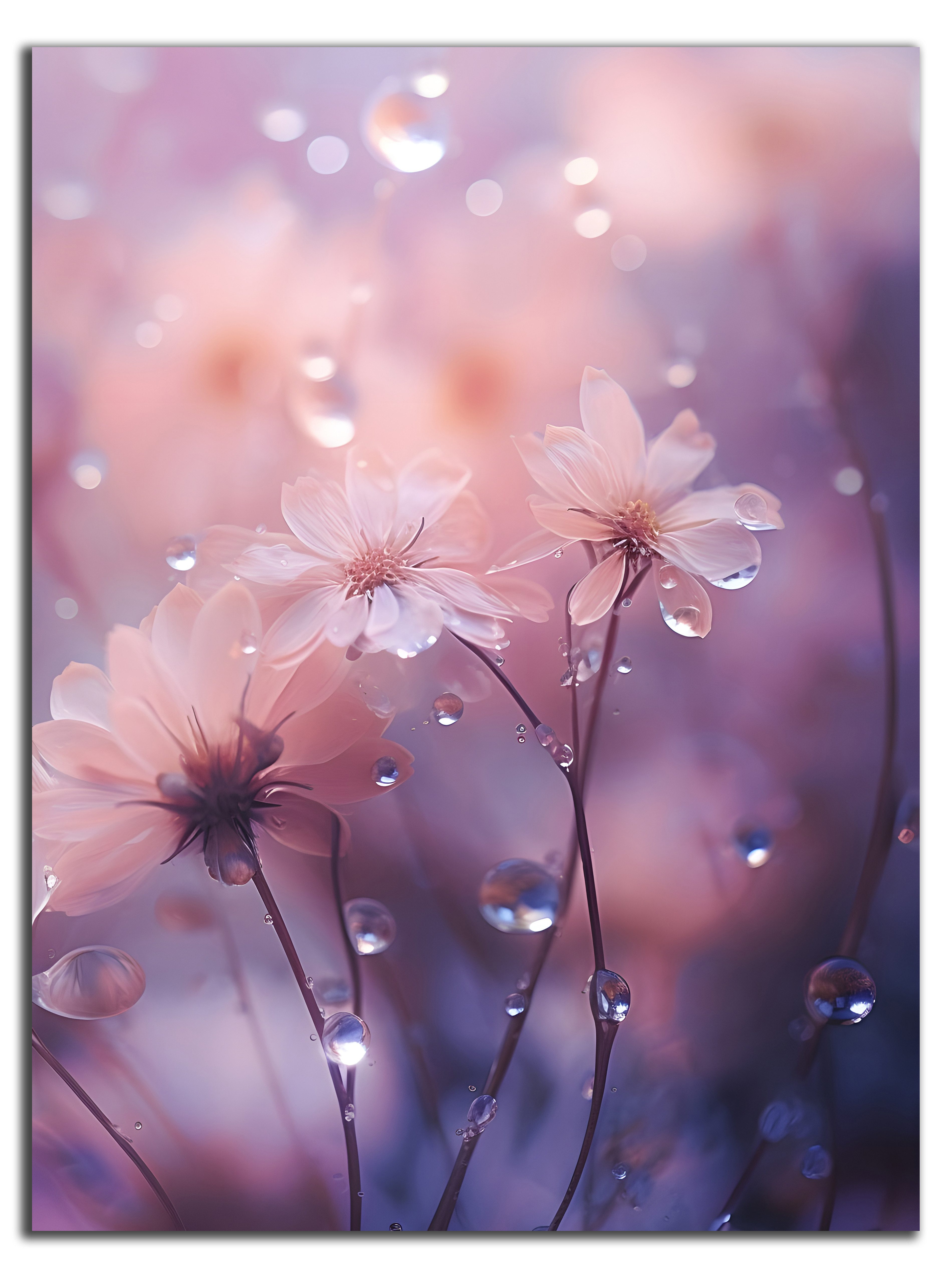 DARO Design Leinwandbild Modern Abstrakt Wandbilder XXL Wandbild Wand Deko Leinwand Bilder, (Lila Blumen - Bild groß Wohnzimmer Schlafzimmer Küche Esszimmer Einteilig Querformat Fotodruck Leinwände Wanddeko Abstrakte Kunst Boho), 30x20cm