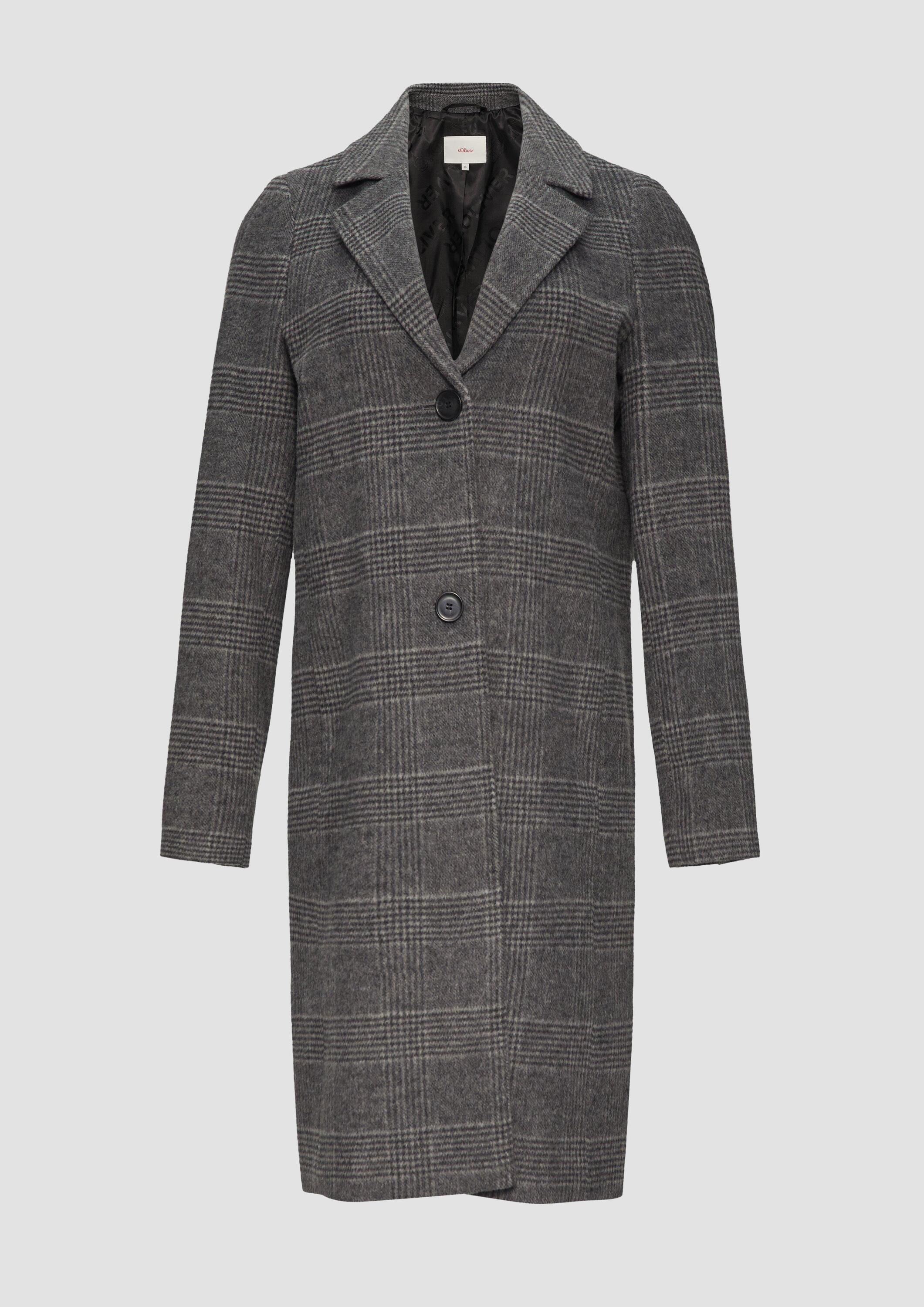 s.Oliver Funktionsmantel Outdoor-Mantel Karierter Mantel aus Wollmix