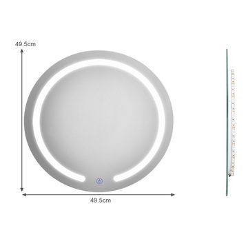 COSTWAY Badspiegel, rund mit LED Beleuchtung