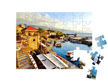 puzzleYOU Puzzle Hafen und Wasserfront in Byblos, Libanon, 48 Puzzleteile, puzzleYOU-Kollektionen Naher Osten