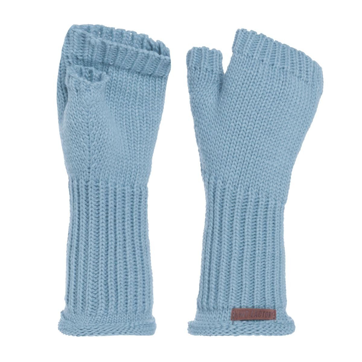 Knit Factory Strickhandschuhe Cleo Handschuhe One Size Glatt Hellblau (1-St) Handschuhe Handstulpen Handschuhe ihne Finger