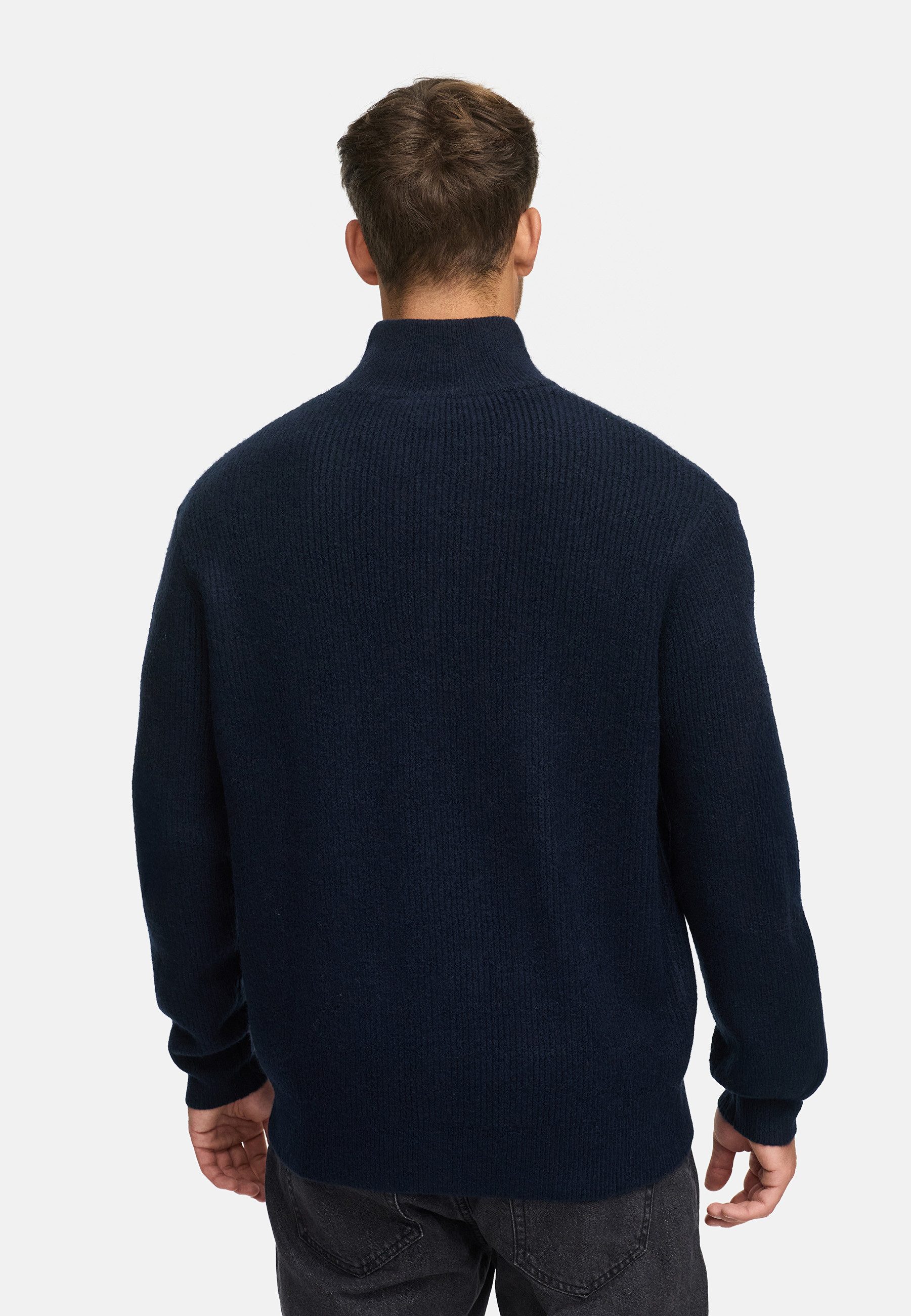 Indicode Strickpullover Herren INPeace Half Pullover Herrenpullover mit Stehkragen und praktischem Half-Zip