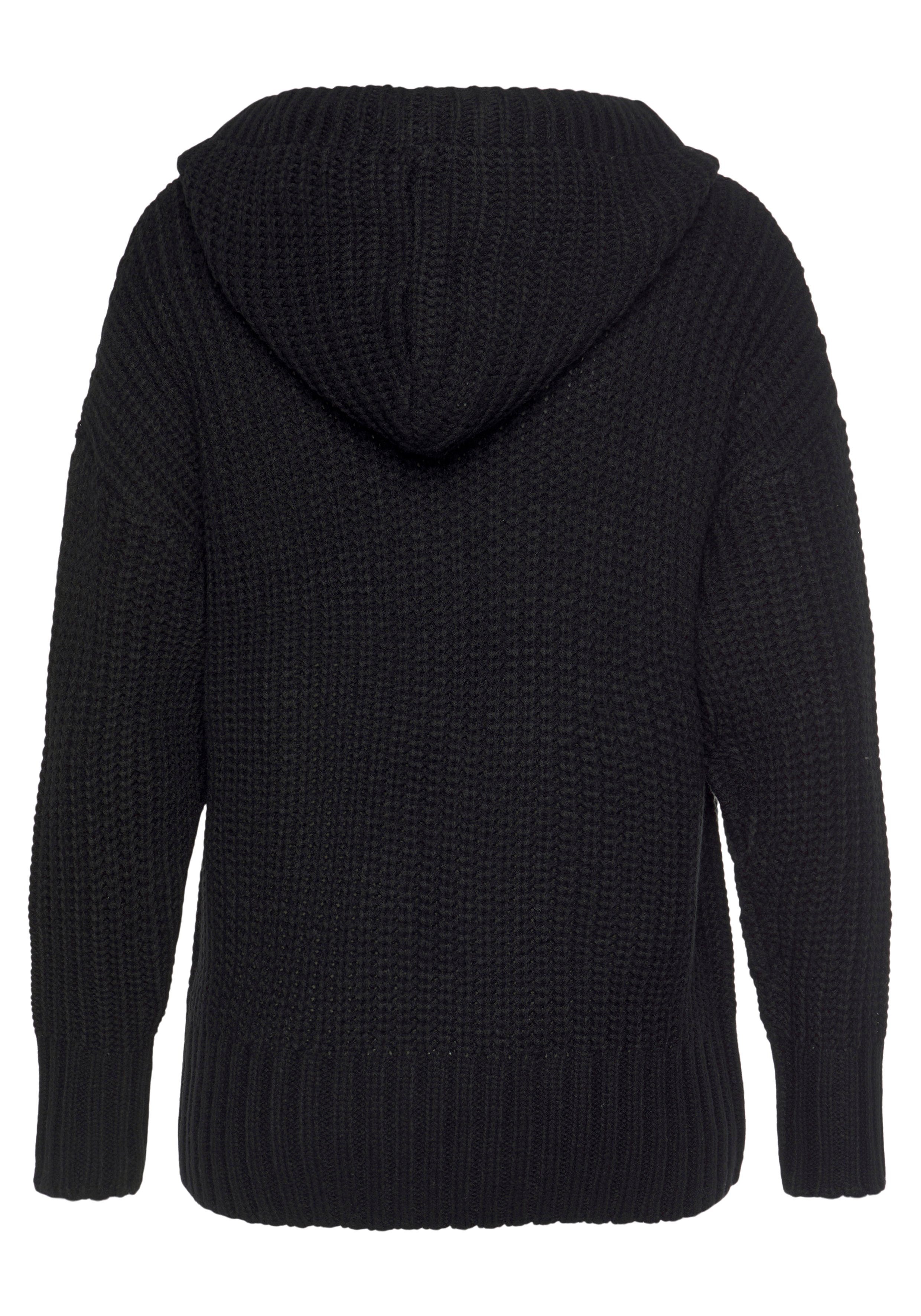 LASCANA Kapuzenpullover aus weichem Grobstrick weicher Strickpullover mit Kapuze, gestrickter Hoodie, Oversize,casual – Bild 4 von 5