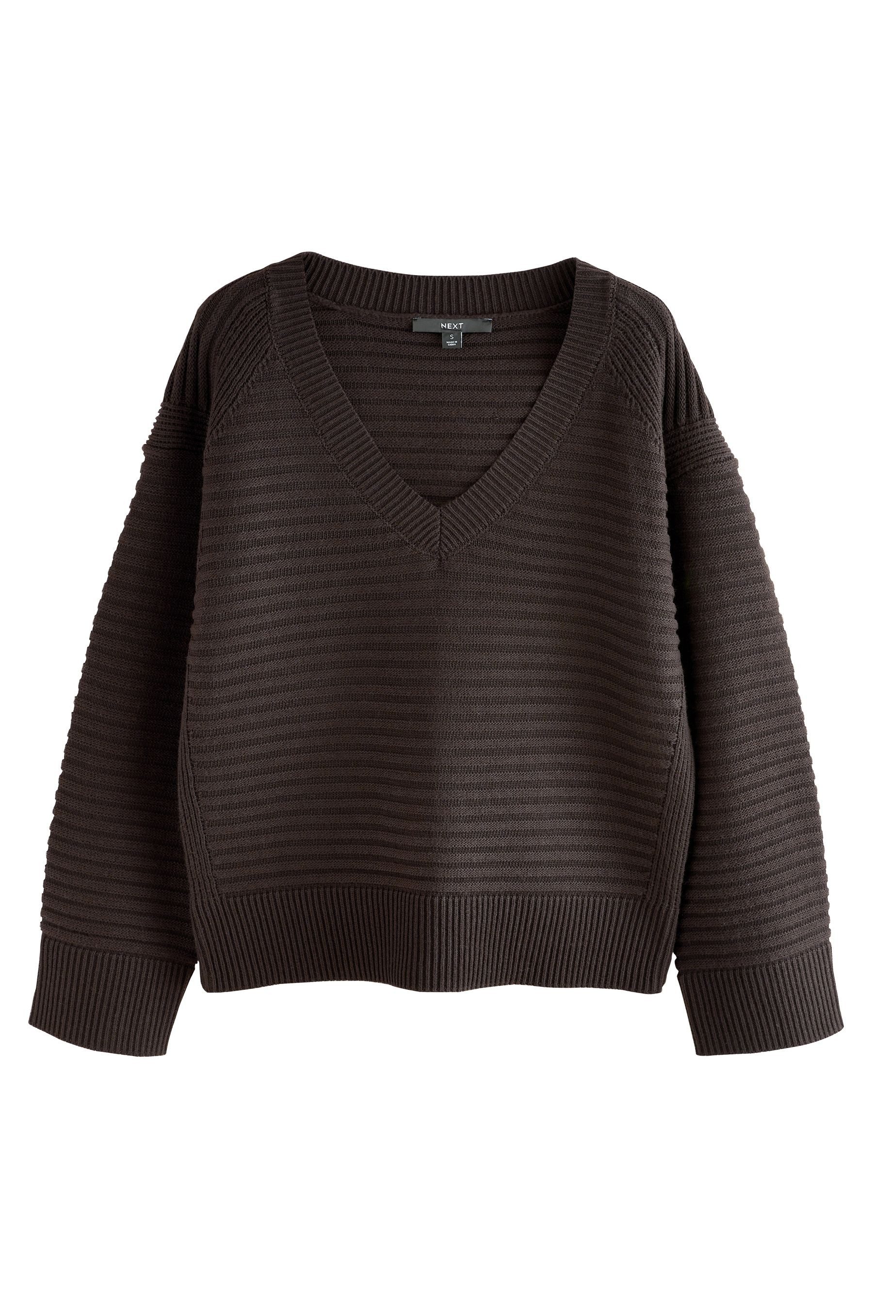 Next V-Ausschnitt-Pullover Gerippter Strickpullover mit V-Ausschnitt günstig online kaufen