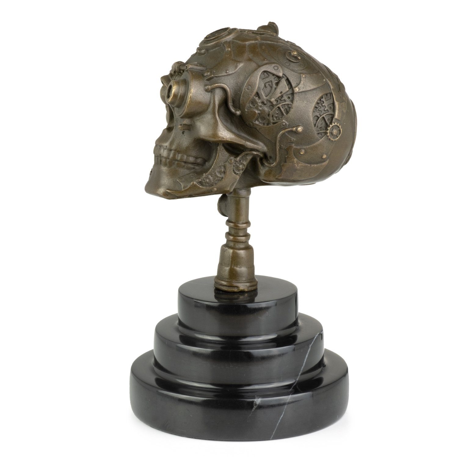 Moritz Skulptur Bronzefigur Steampunk Skulpturen Schädel, Antik-Stil Totenkopf Figuren Statue