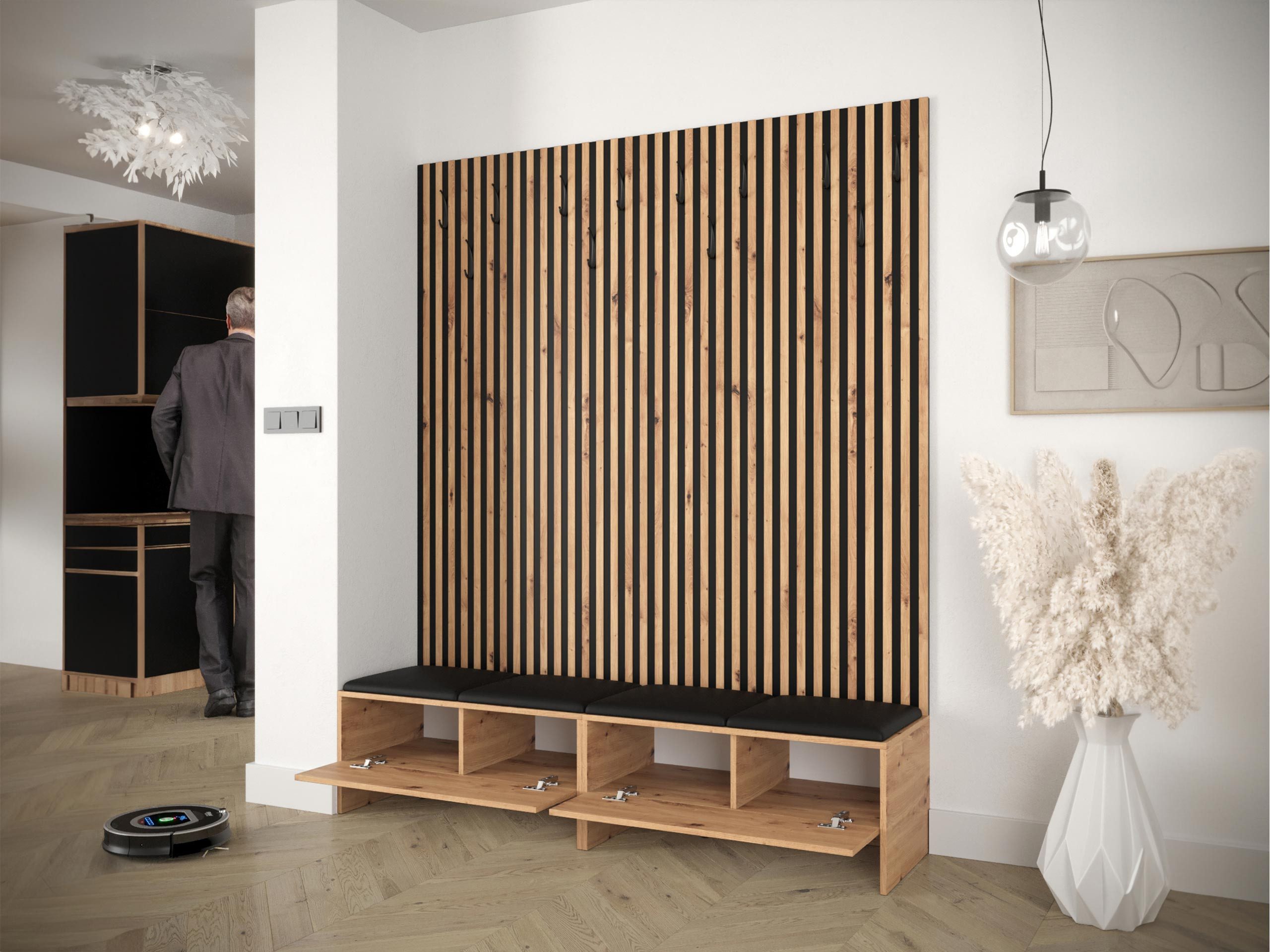 MIRJAN24 Garderoben-Set Balma V, (Komplett-Set, 2x Unterschrank, 4x Gepolstertes Paneel 42x42), Griffe aus Metall