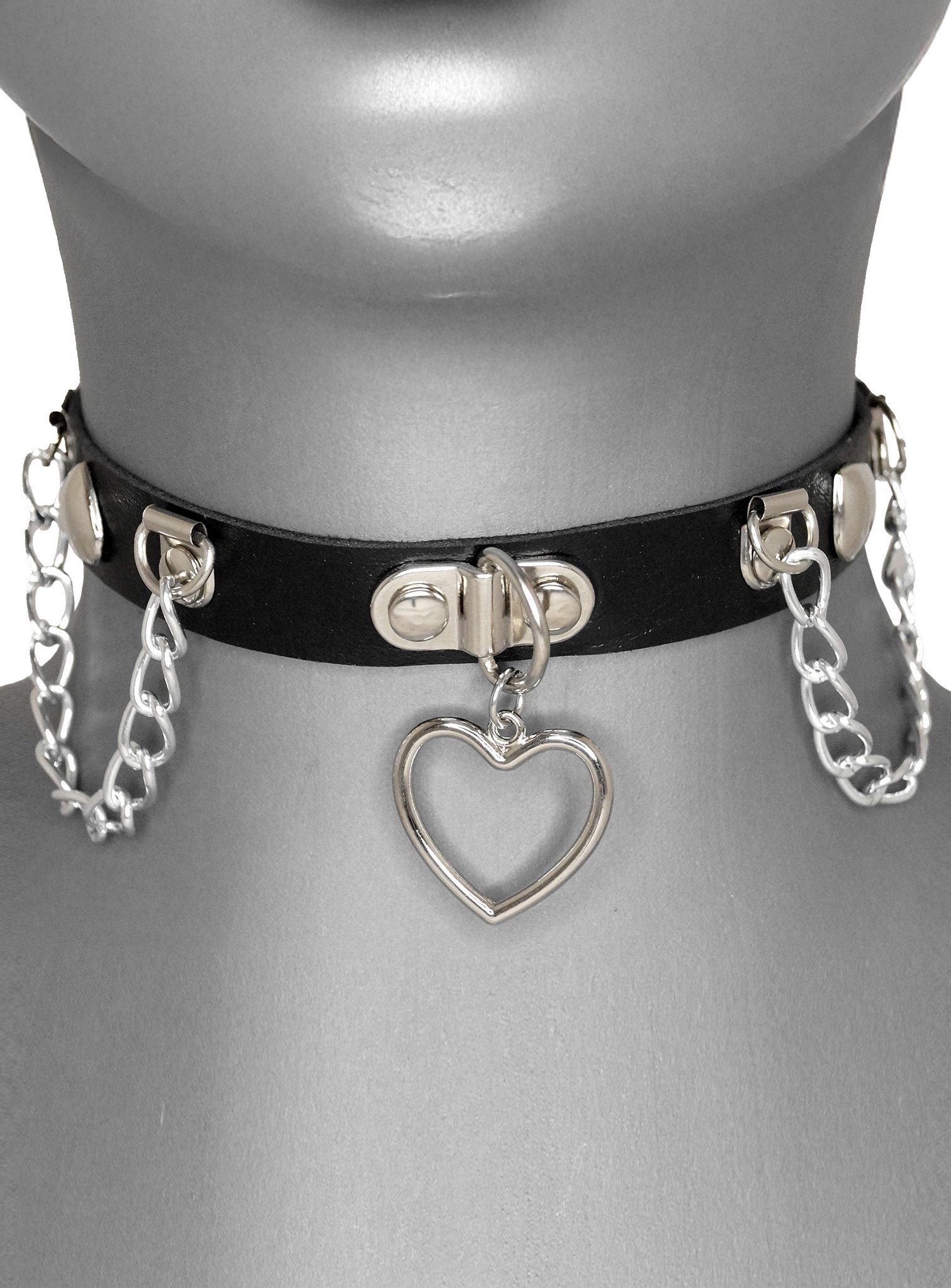 Metamorph Textilband Halsband Locked In Love, Größenverstellbarer Halsschmuck für Gothic, Fetish und Leather-Look – Bild 4 von 4