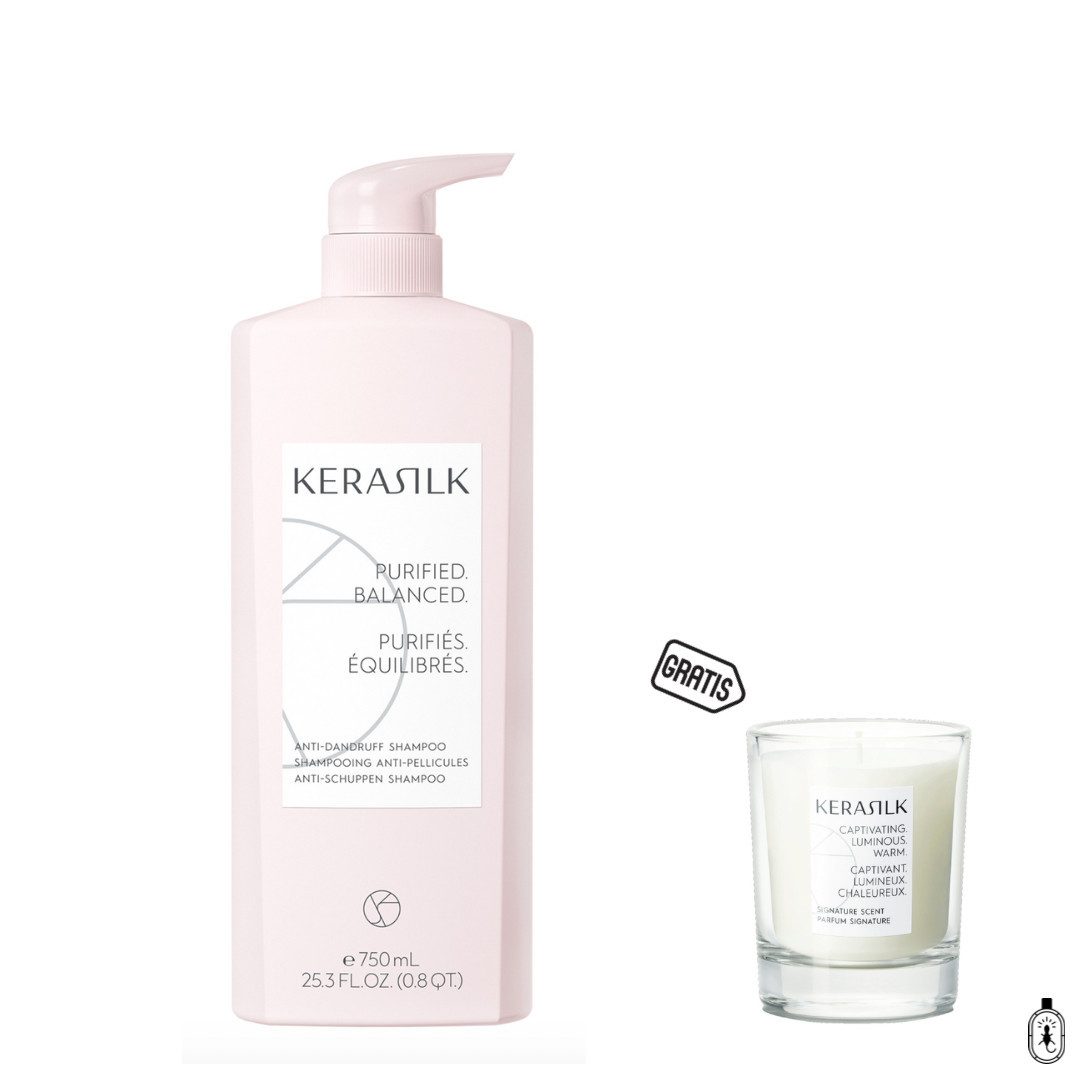 Kerasilk Kopfhaut-Pflegeshampoo Anti-Schuppen Shampoo 750 ml + gratis Duftkerze, 2-tlg.