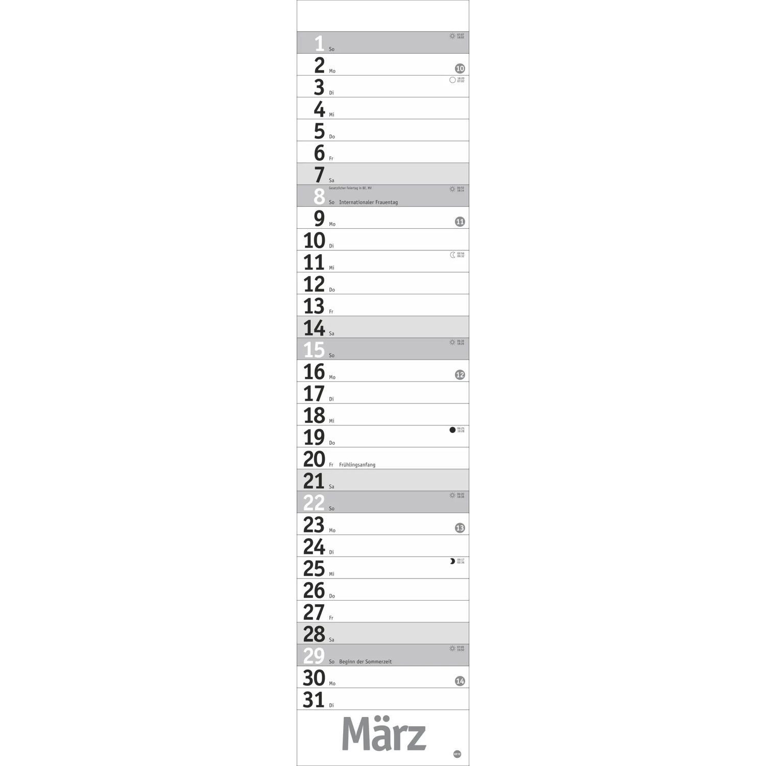 HEYE Wandkalender Langplaner, silber 2026