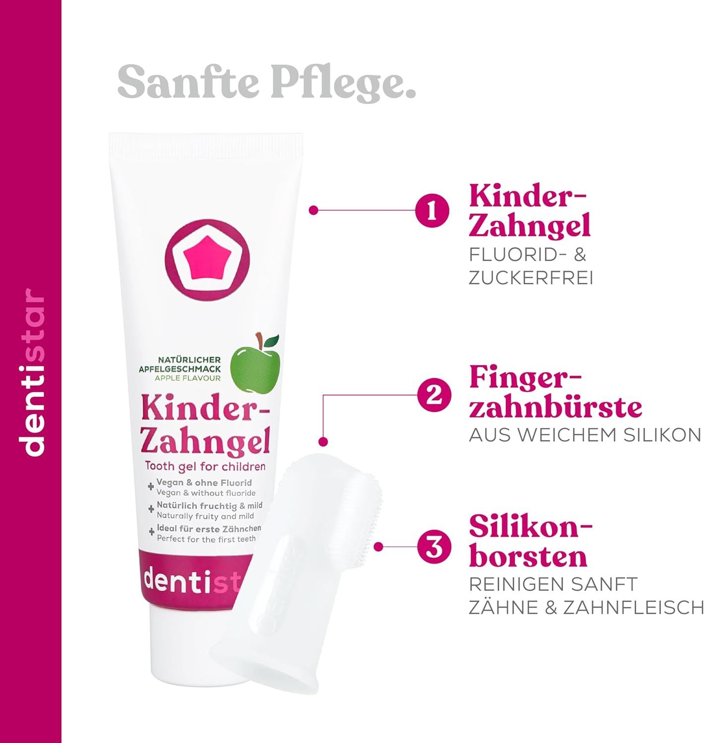 dentistar Zahnbürste Mundpflegeset - Baby Zahnpasta mit Silikon Finger Zahnbürste