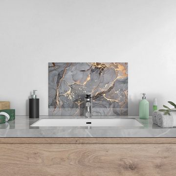DEQORI Küchenrückwand 'Elegantes Marmormuster', Glas Spritzschutz Badrückwand Herdblende