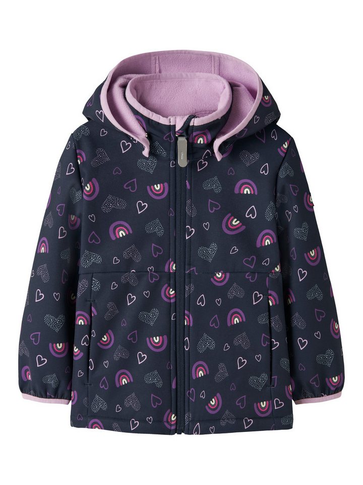 Name It Softshelljacke NMFMALTA05 SOFTSHELL JACKET AOP FO1 Materialmix, wasserdicht, winddicht