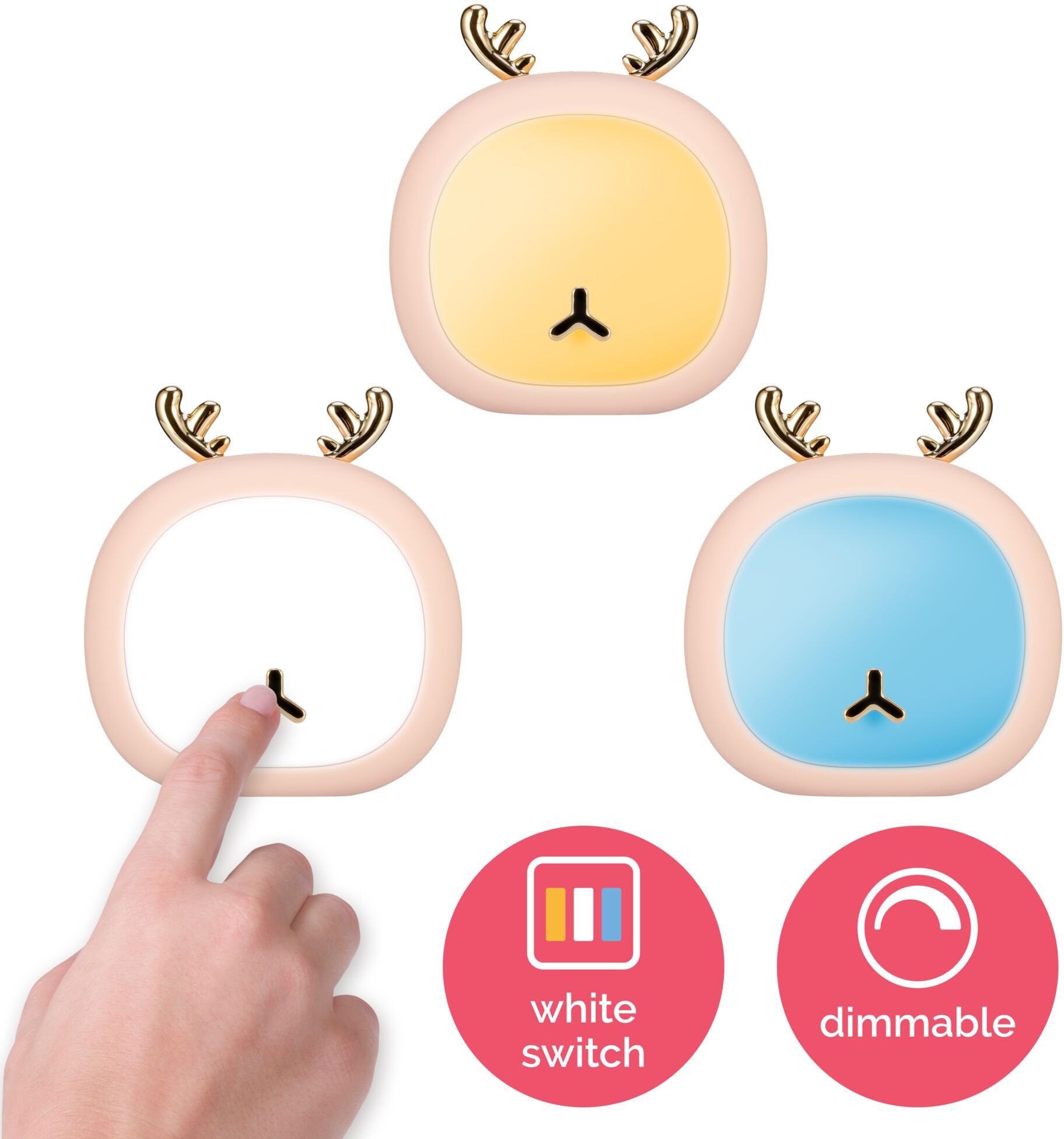 Pauleen LED Touchdimmer kaltweiß, integriert, LED BPA-Frei, mit Deer, Night White Nachtlichtfunktion, Switch, warmweiß Dimmfunktion, Nachtlicht Reh, Farbsteuerung, - LED-Modul, fest