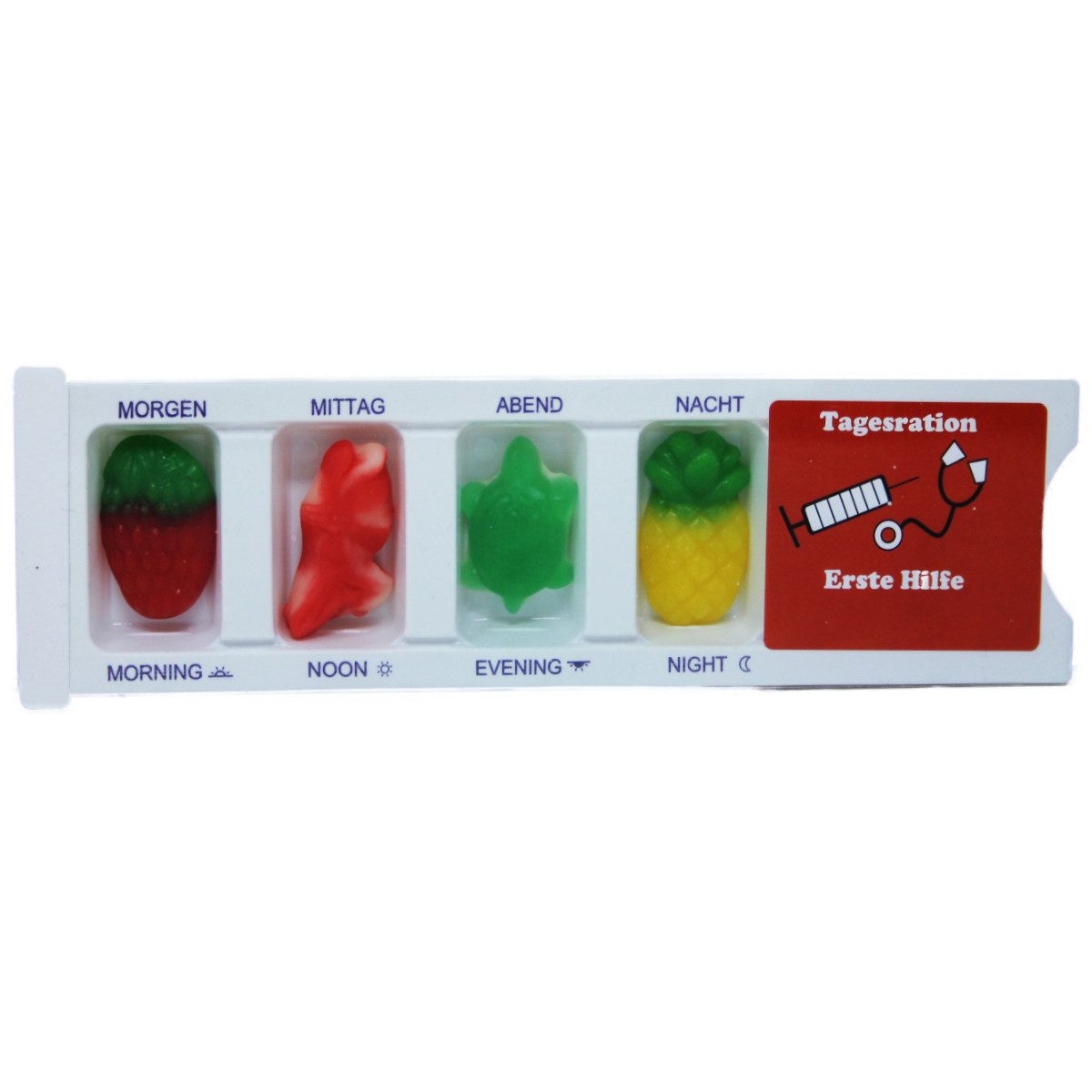 Fruchtgummi Bären & Co. Süßigkeit, Tablettenbox Erste Hilfe gefüllt mit Fruchtgummi Scherzartikel 25g