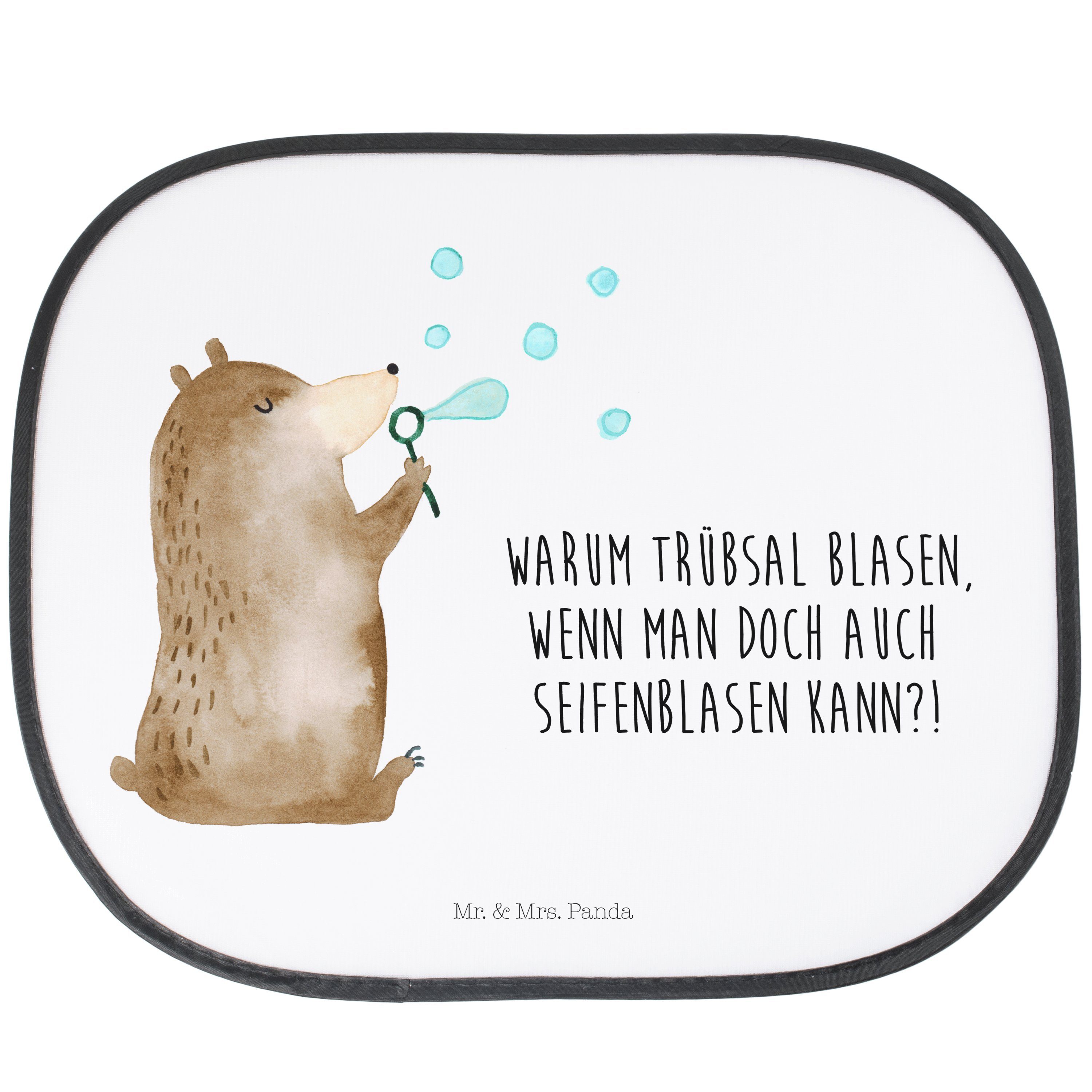 Sonnenschutz Bär Seifenblasen - Weiß - Geschenk, Teddy, Auto Sonnenschutz, Sonnens, Mr. & Mrs. Panda, Seidenmatt